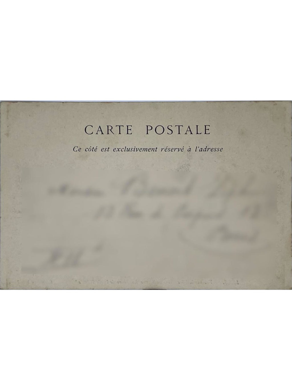 Verso de la carte postale