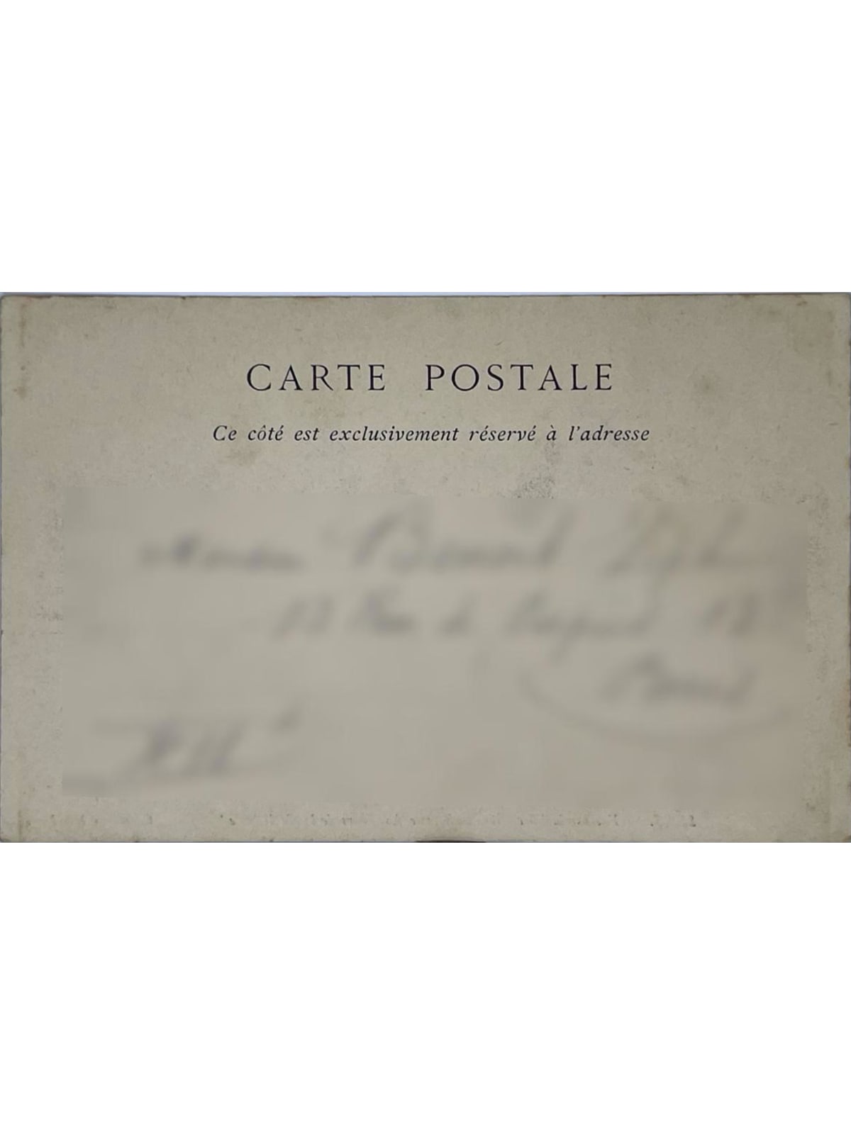 Verso de la carte postale