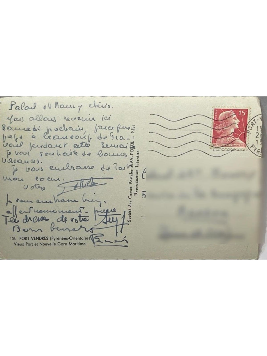 Verso de la carte postale
