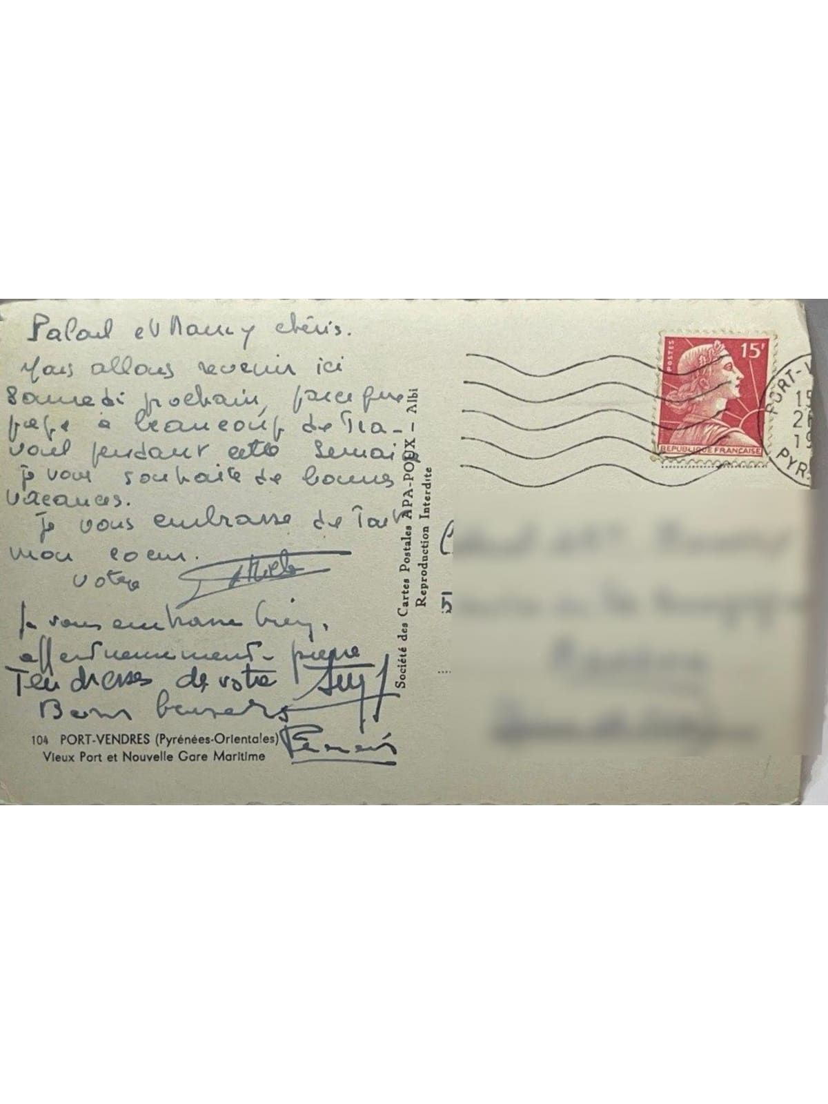 Verso de la carte postale