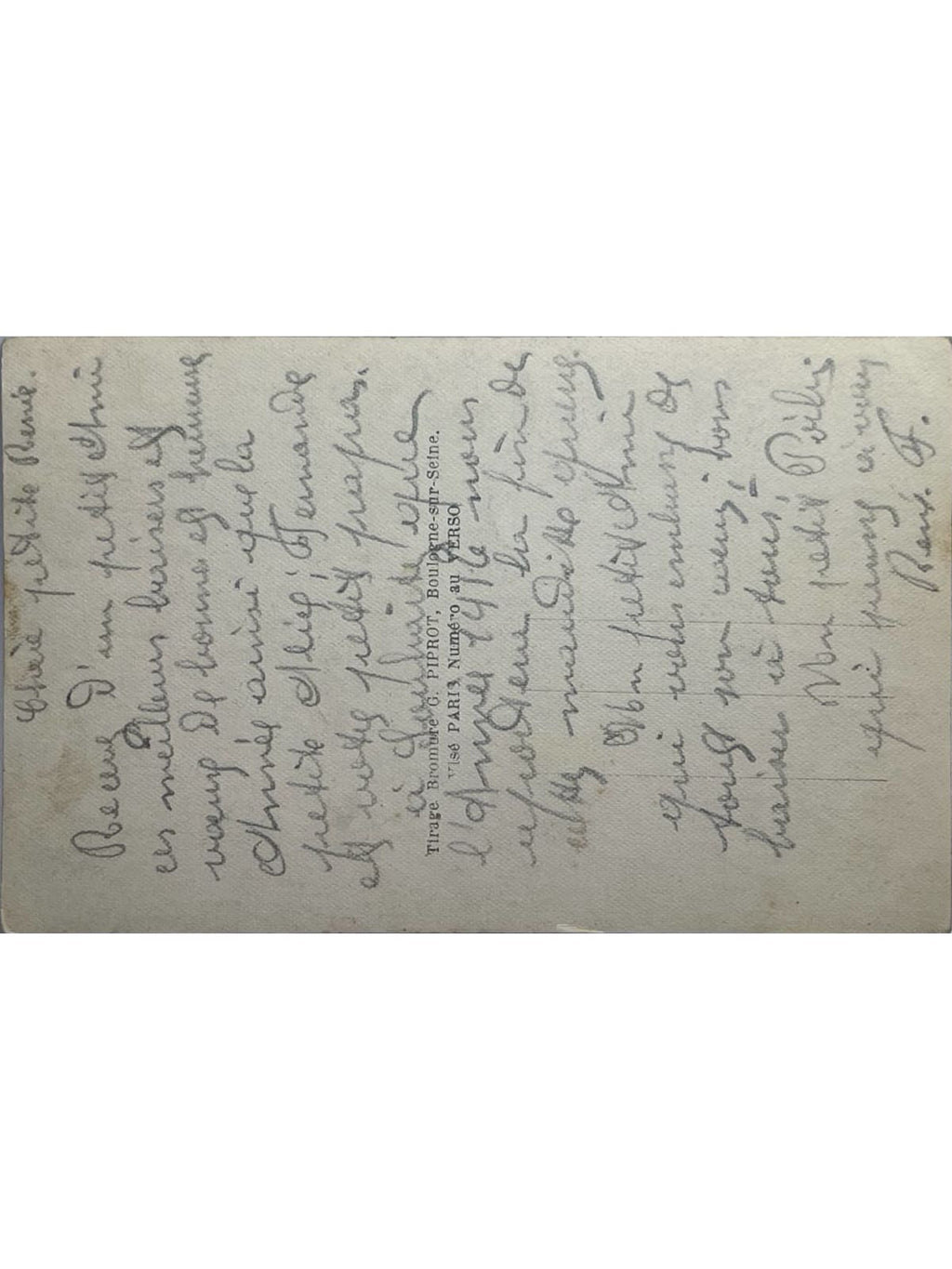 Verso de la carte postale