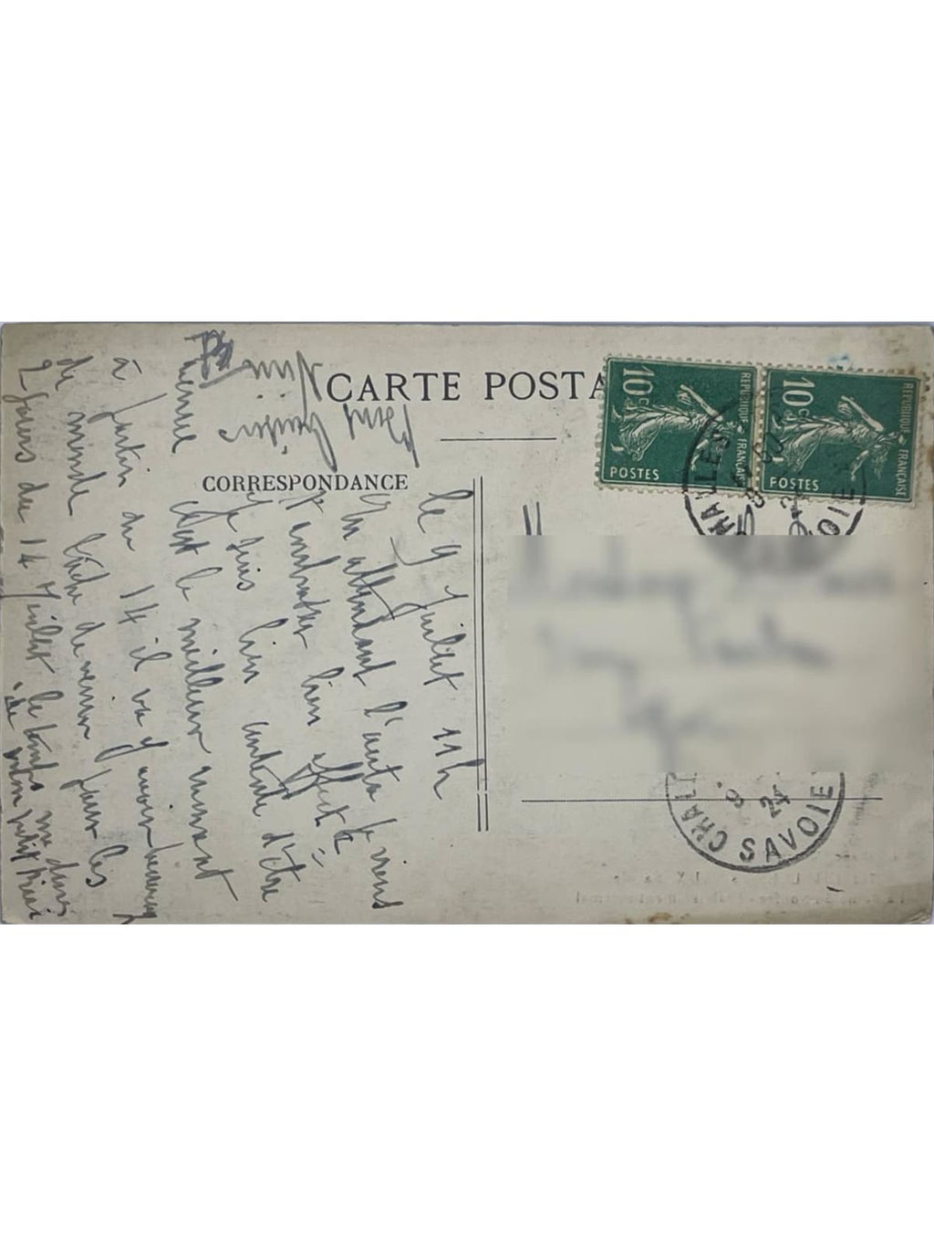 Verso de la carte postale