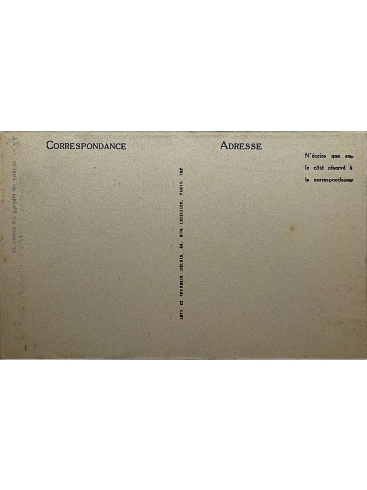 Verso de la carte postale