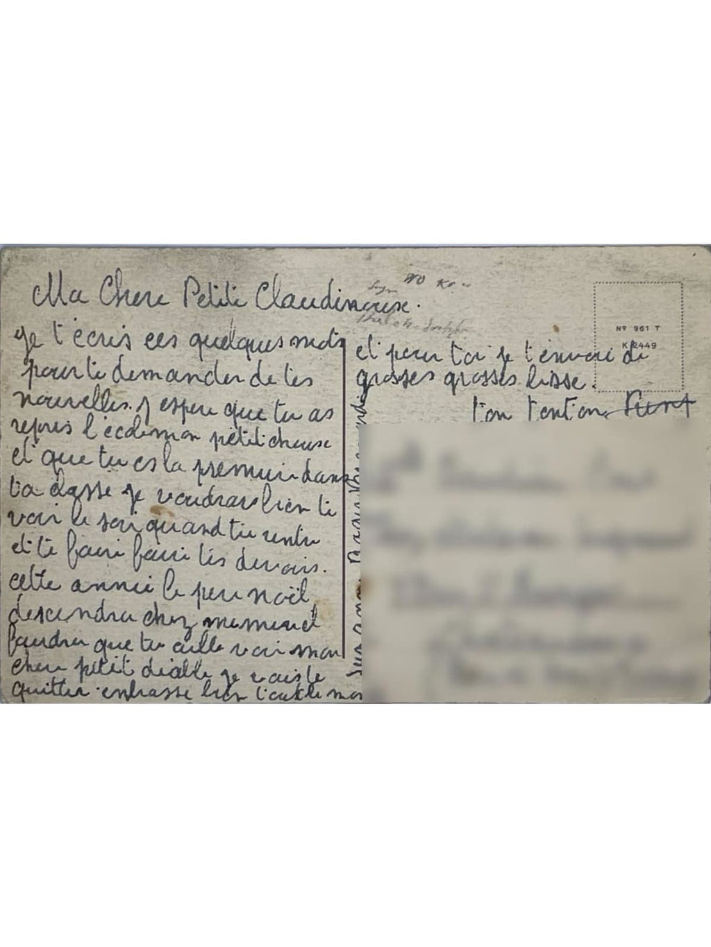 Verso de la carte postale