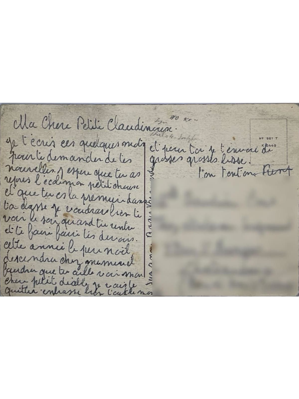 Verso de la carte postale