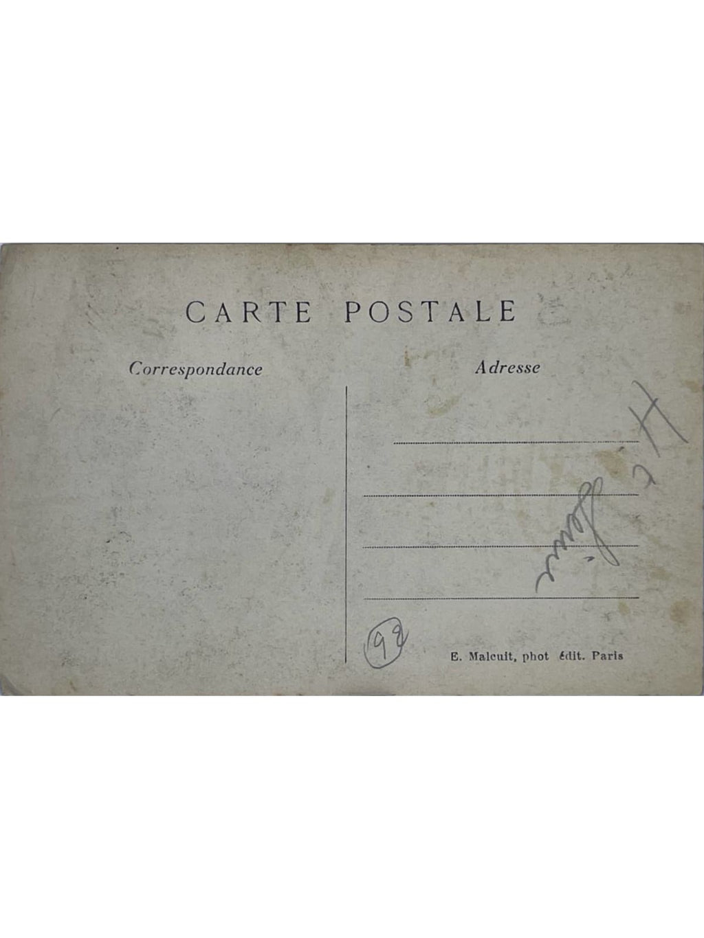 Verso de la carte postale
