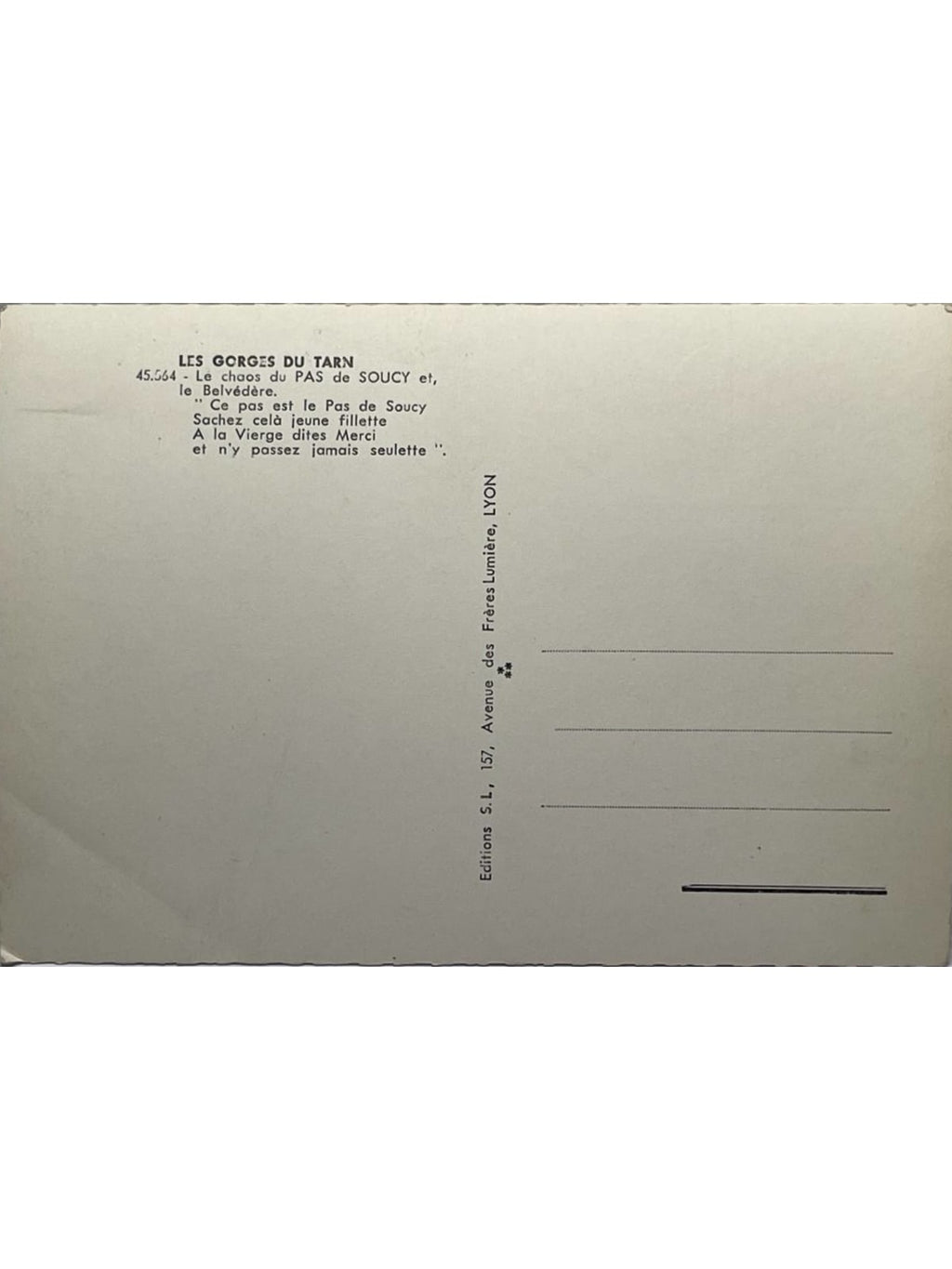 Verso de la carte postale