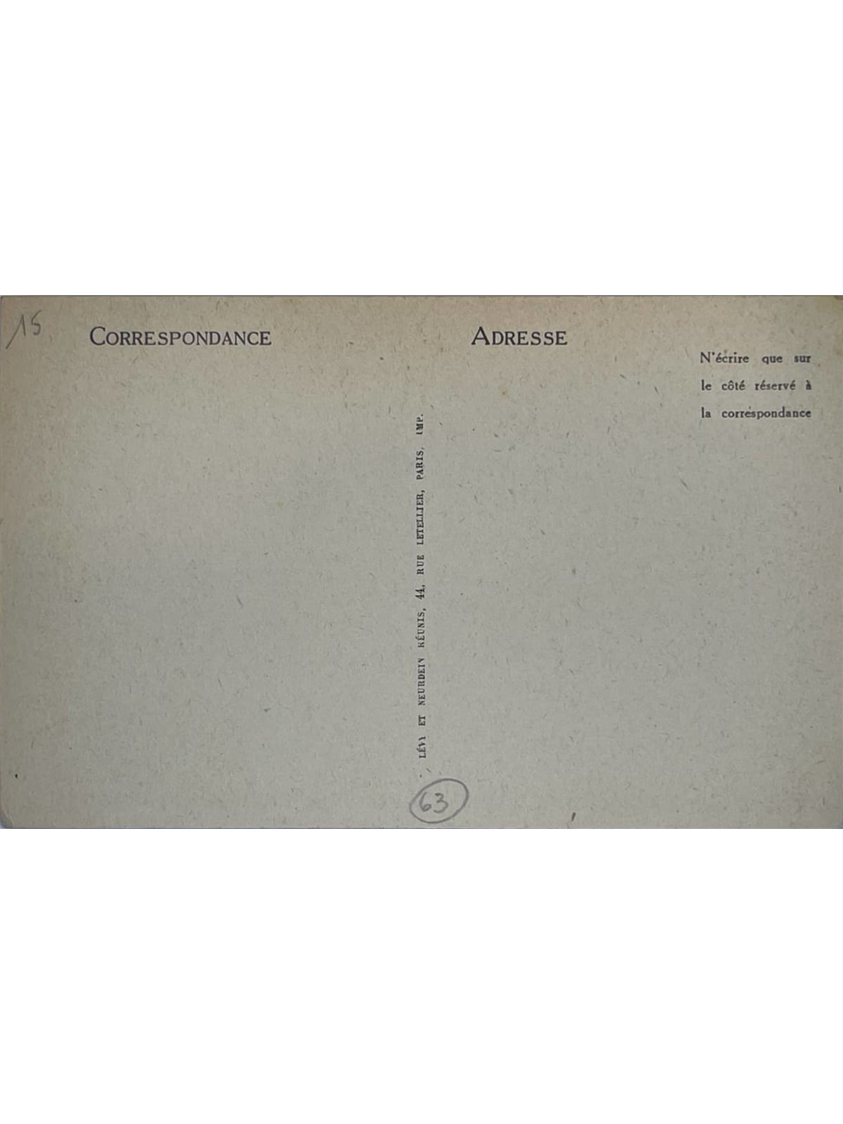 Verso de la carte postale