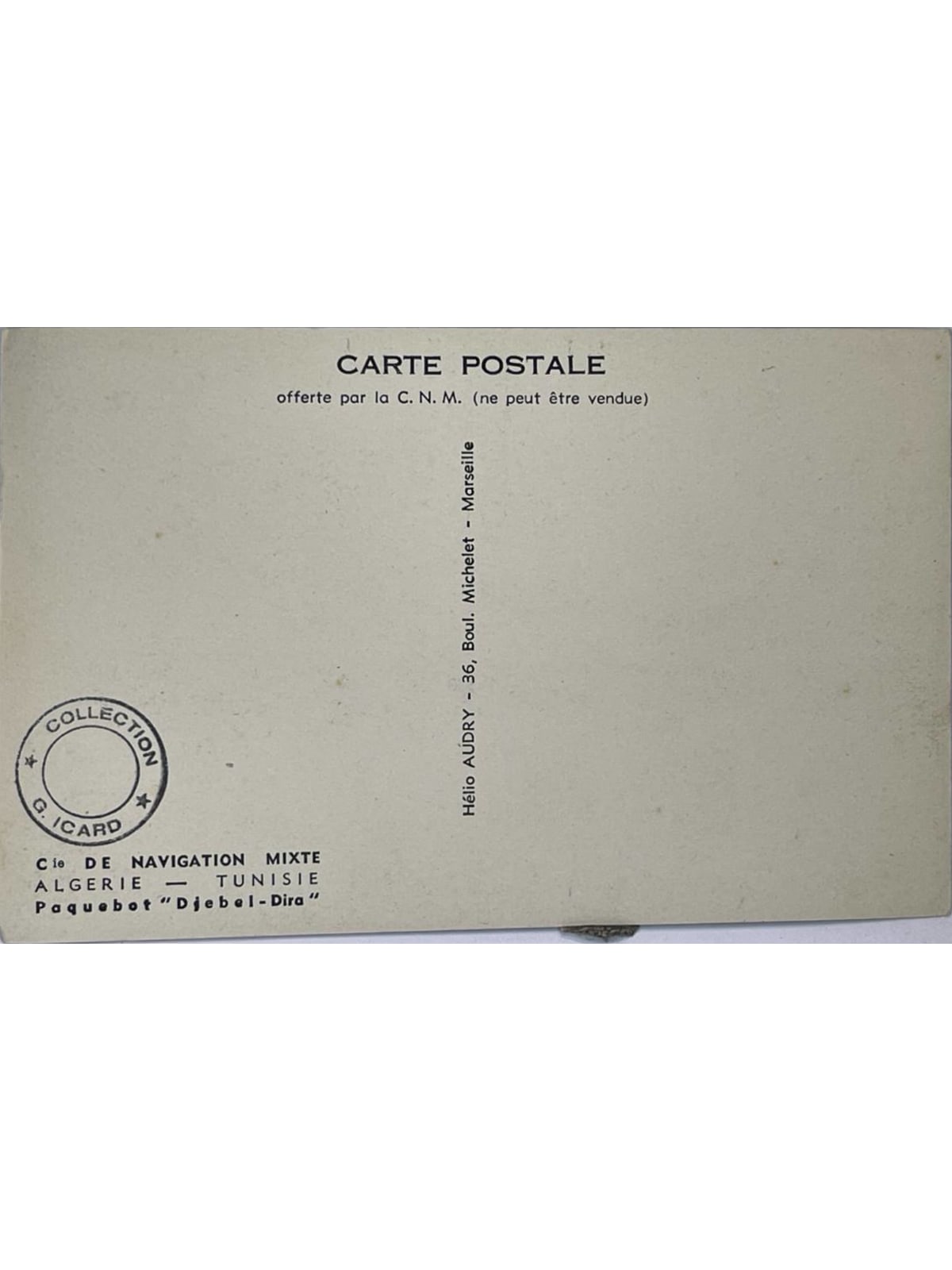 Verso de la carte postale