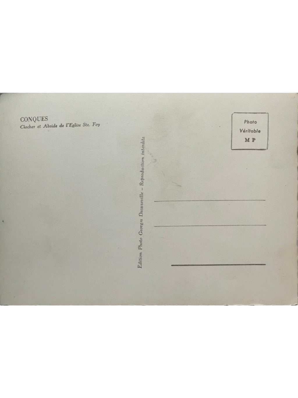 Verso de la carte postale
