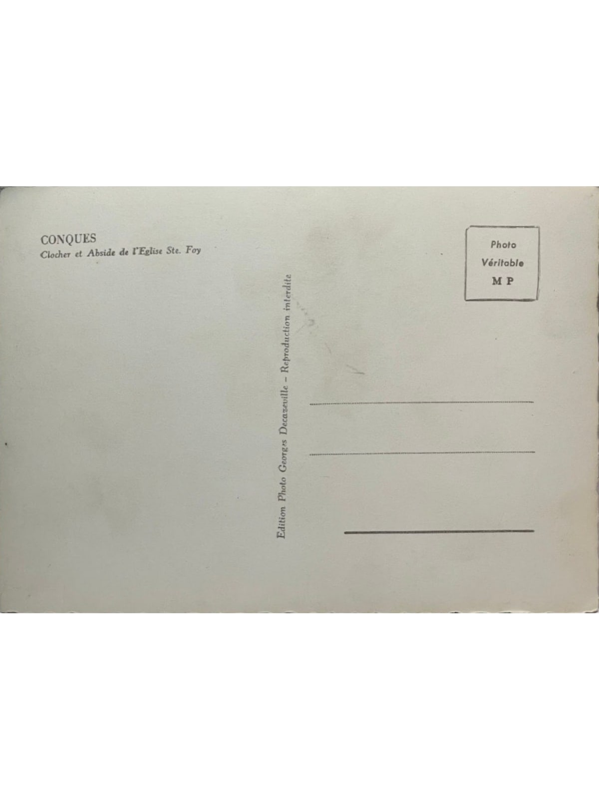 Verso de la carte postale