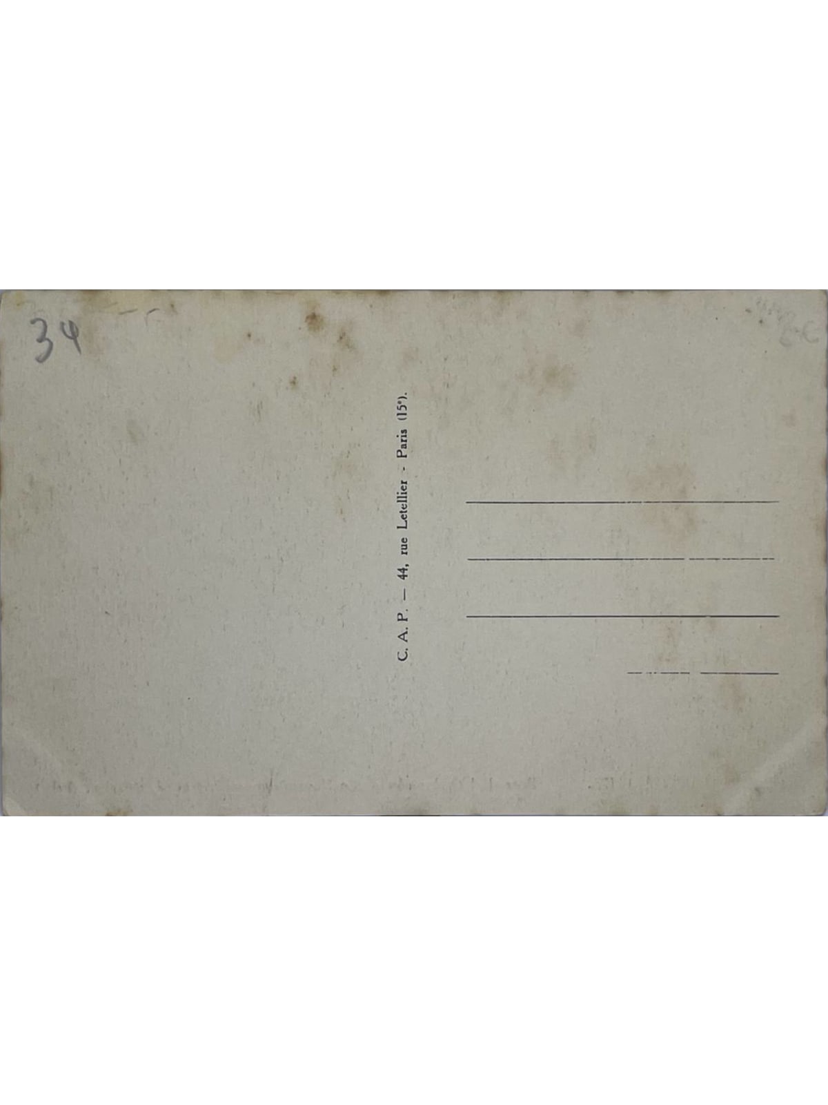 Verso de la carte postale