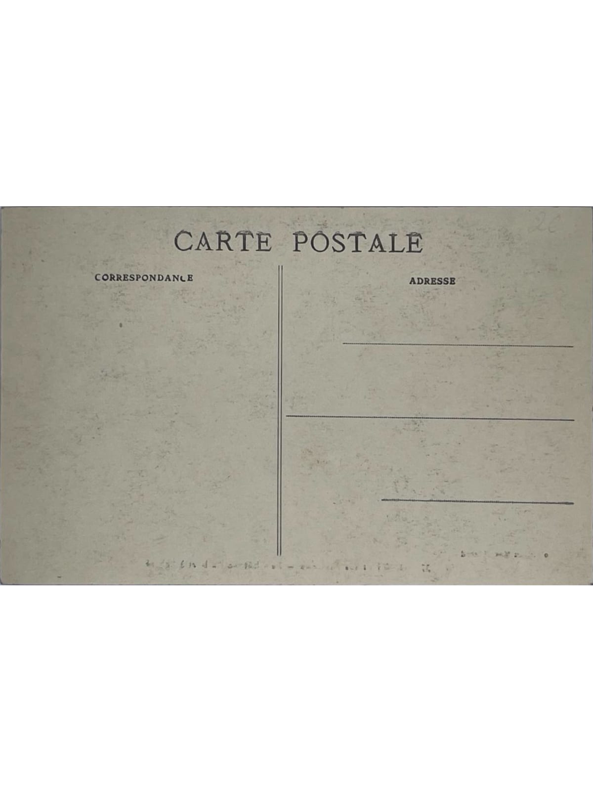 Verso de la carte postale