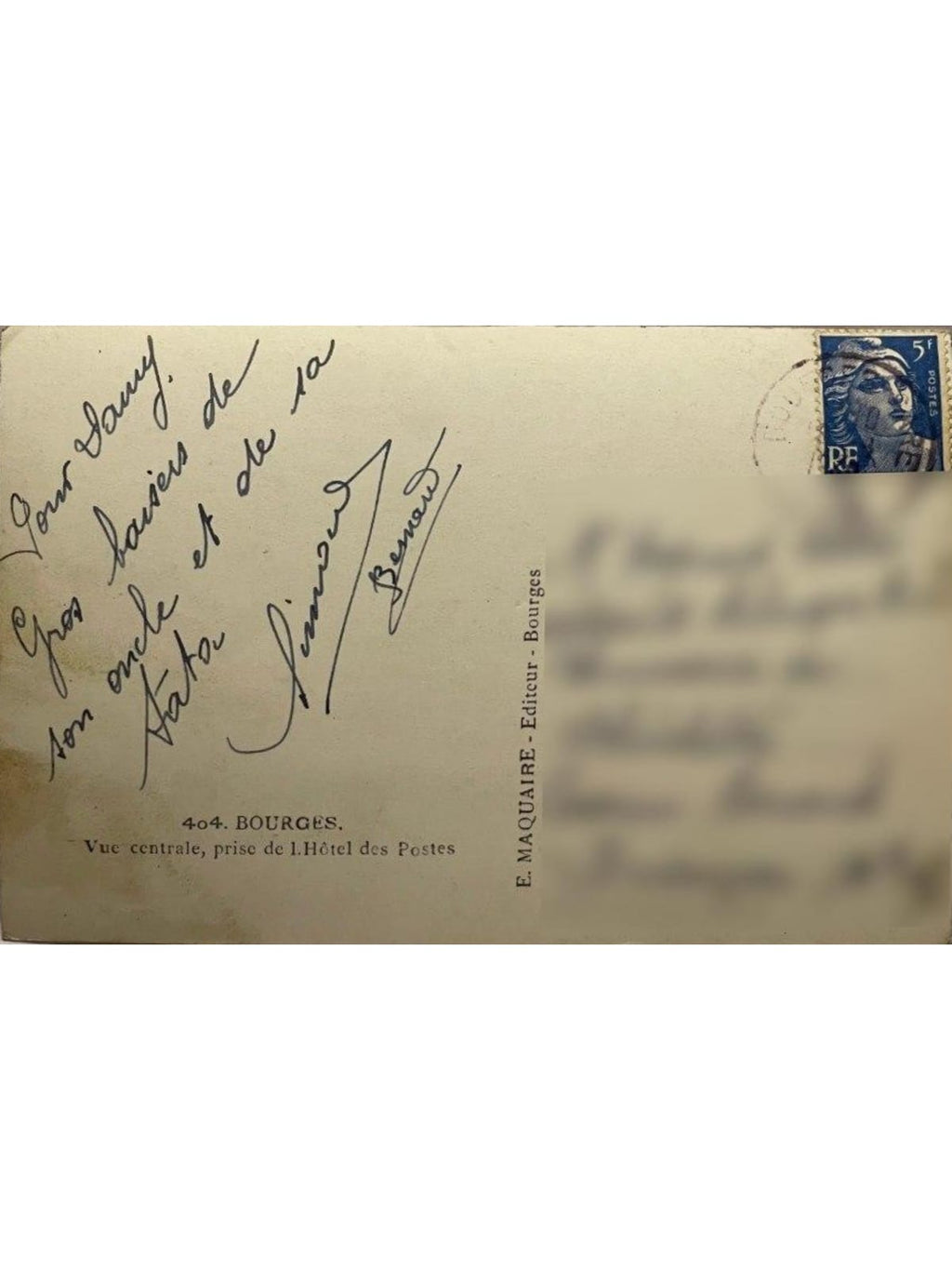 Verso de la carte postale