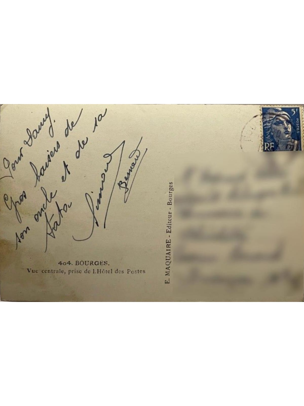 Verso de la carte postale