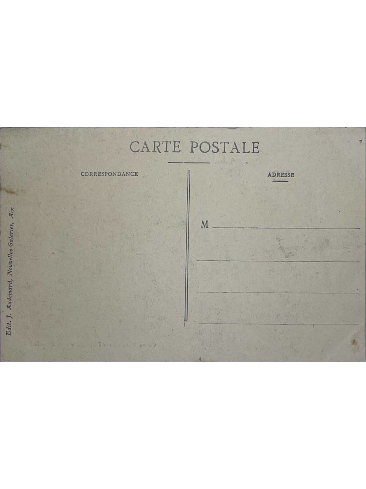 Verso de la carte postale