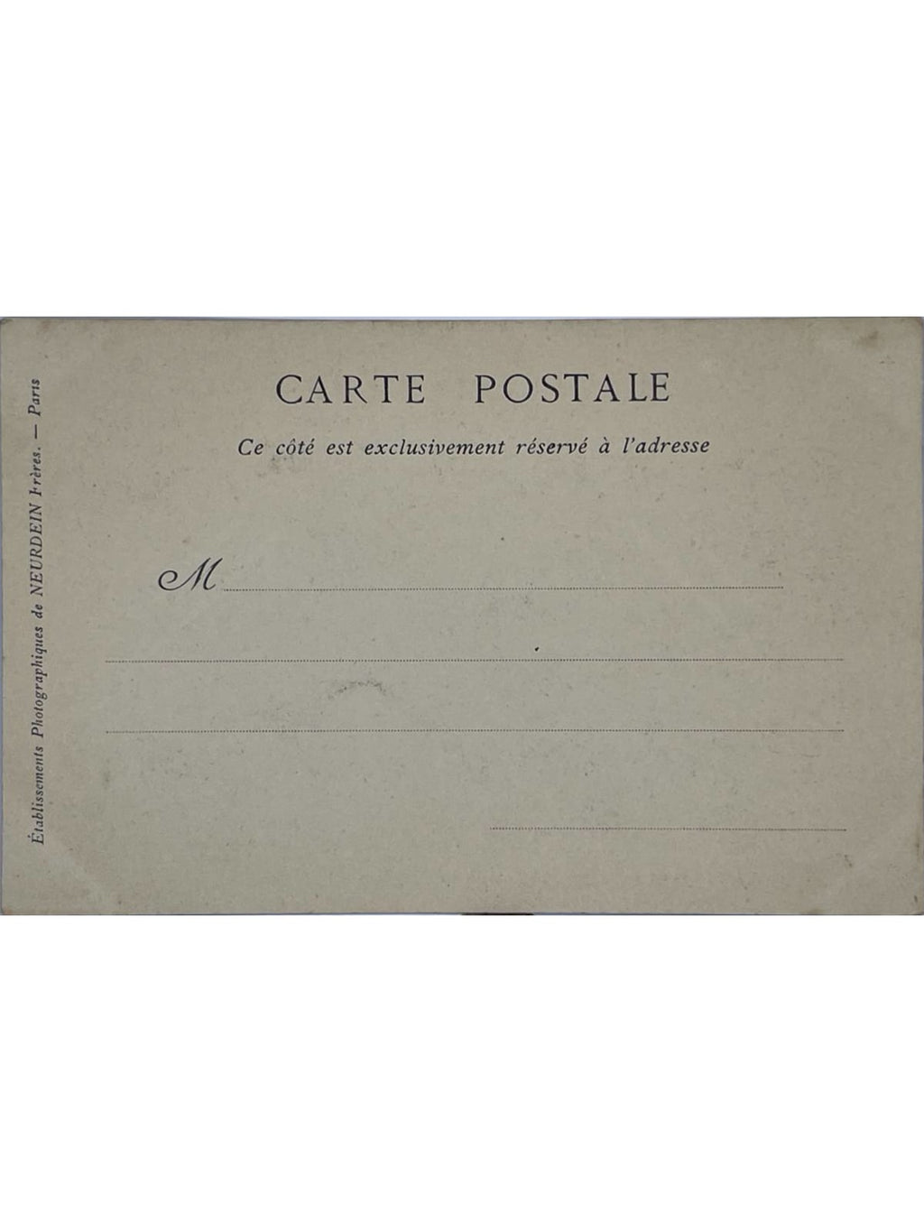 Verso de la carte postale
