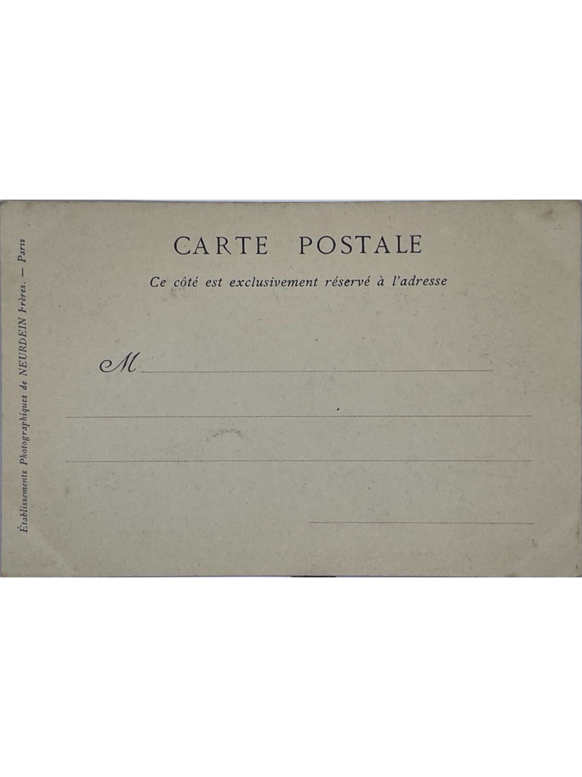 Verso de la carte postale