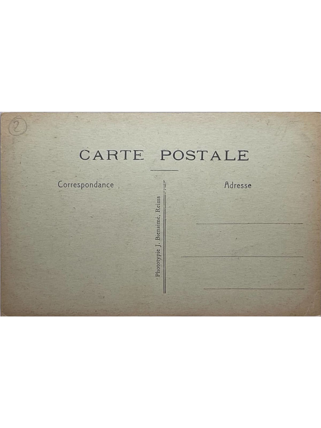 Verso de la carte postale