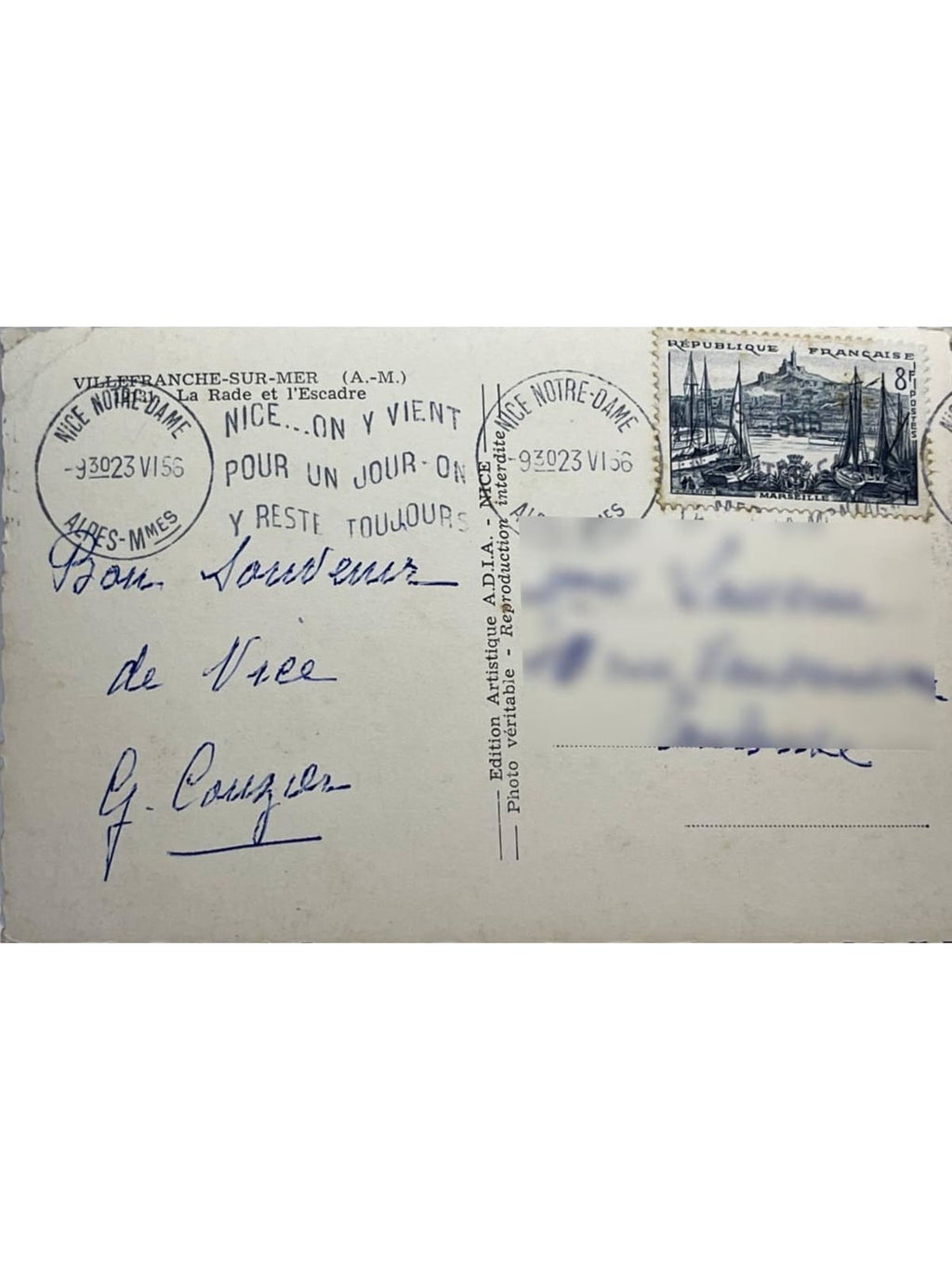 Verso de la carte postale