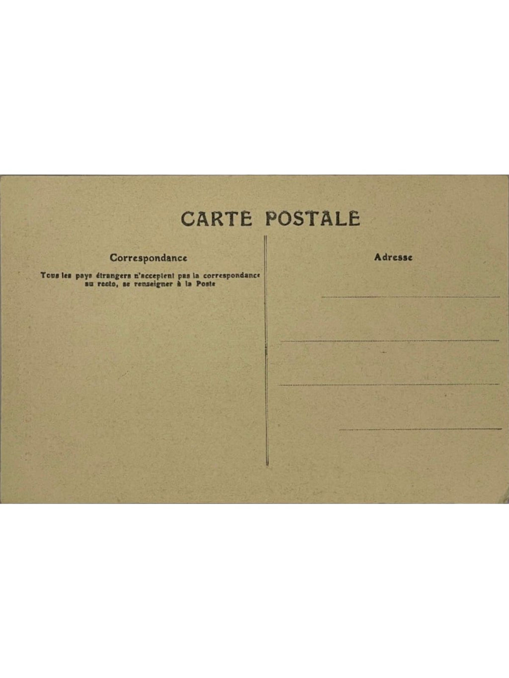 Verso de la carte postale