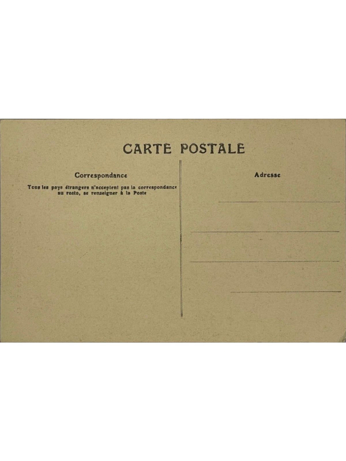 Verso de la carte postale