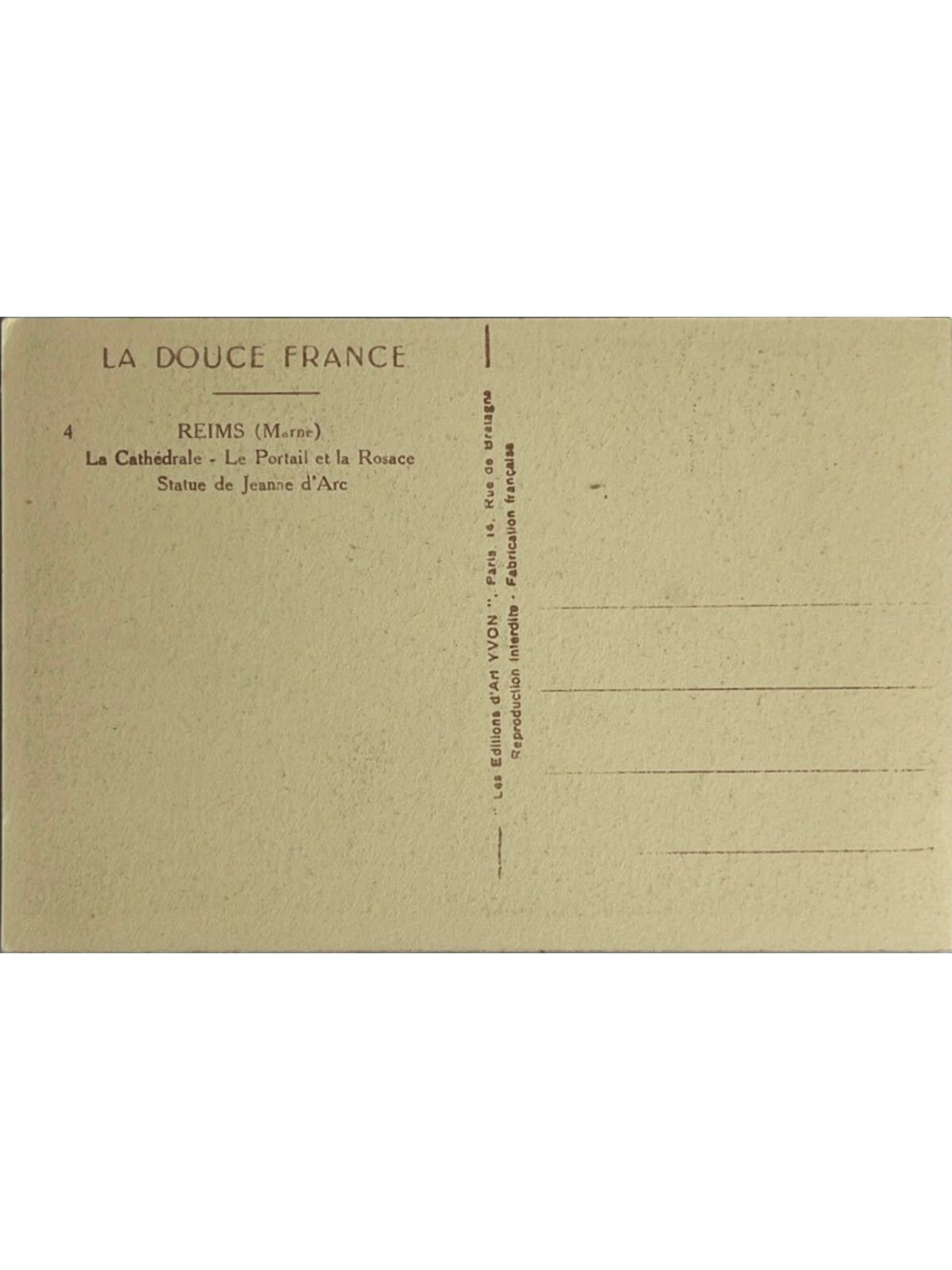 Verso de la carte postale
