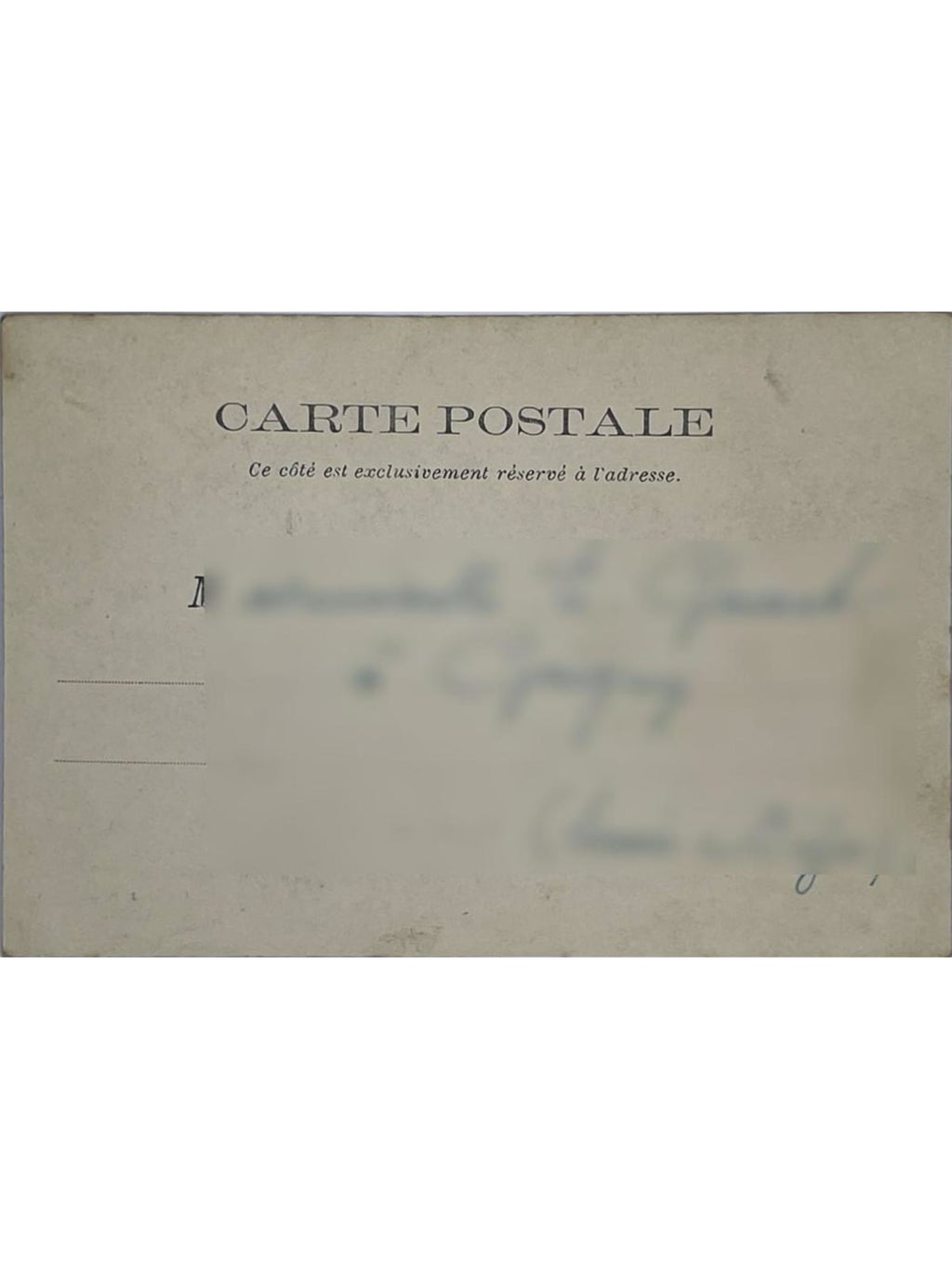 Verso de la carte postale