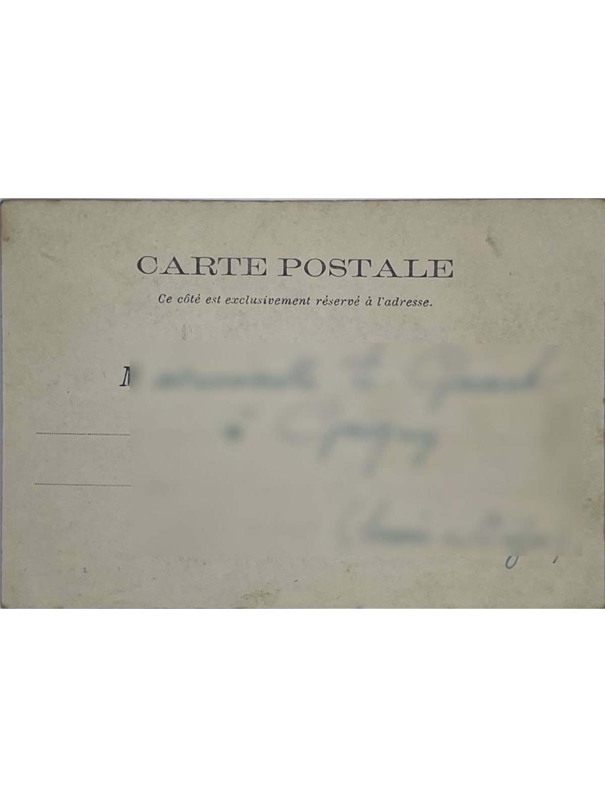 Verso de la carte postale