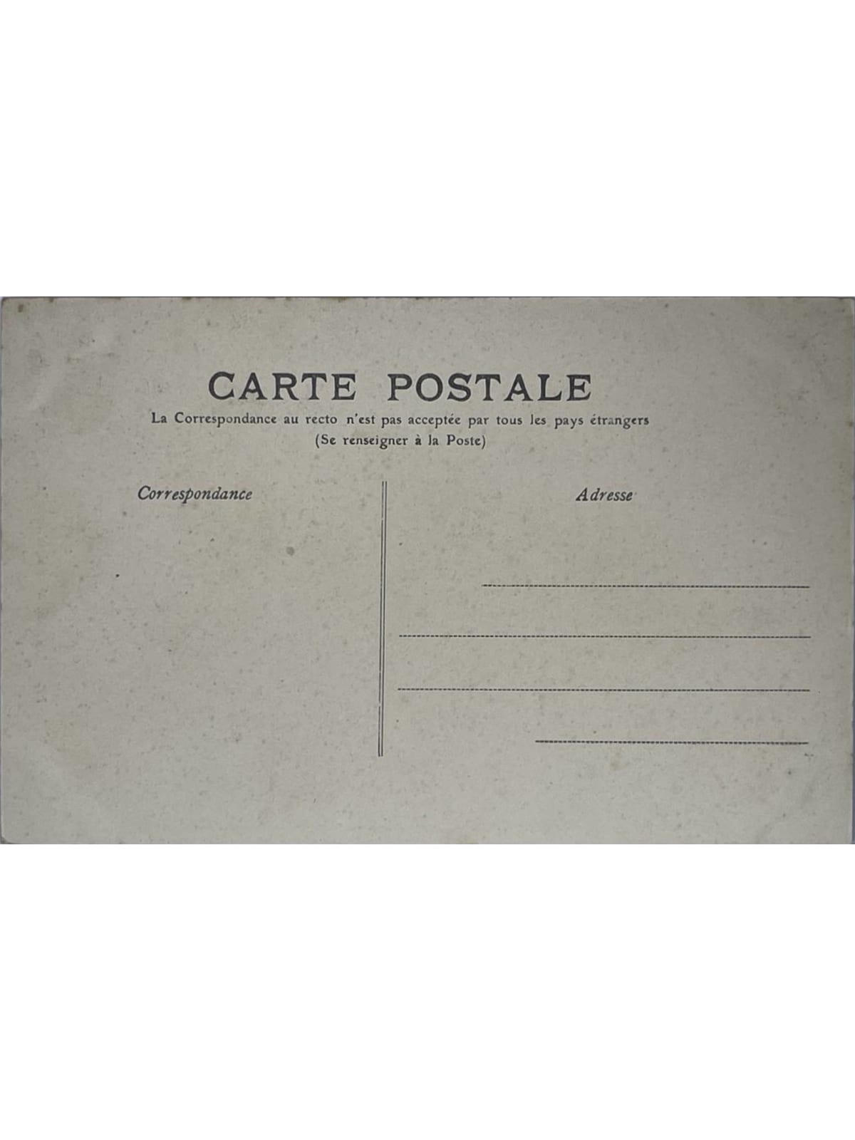 Verso de la carte postale