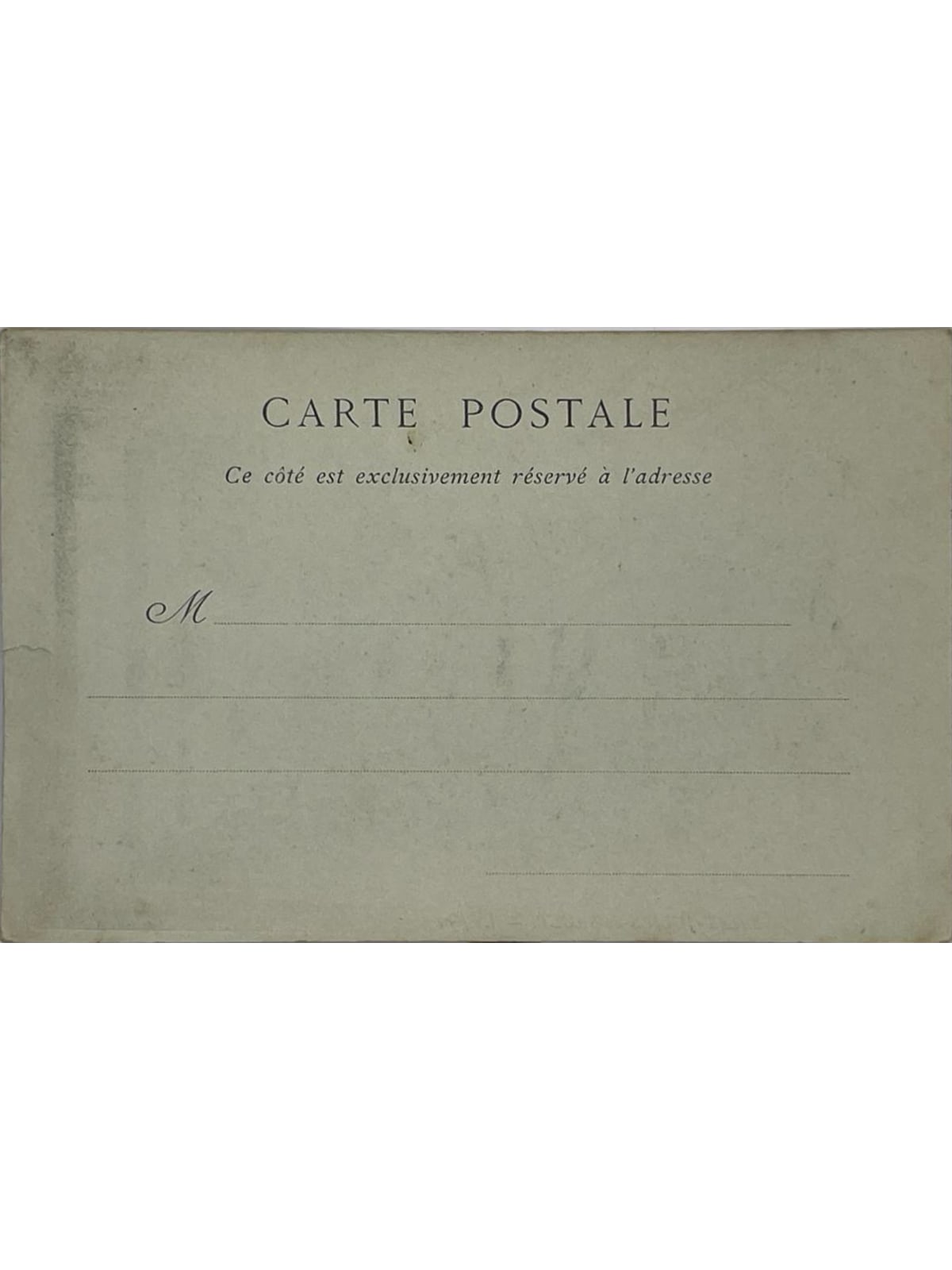 Verso de la carte postale