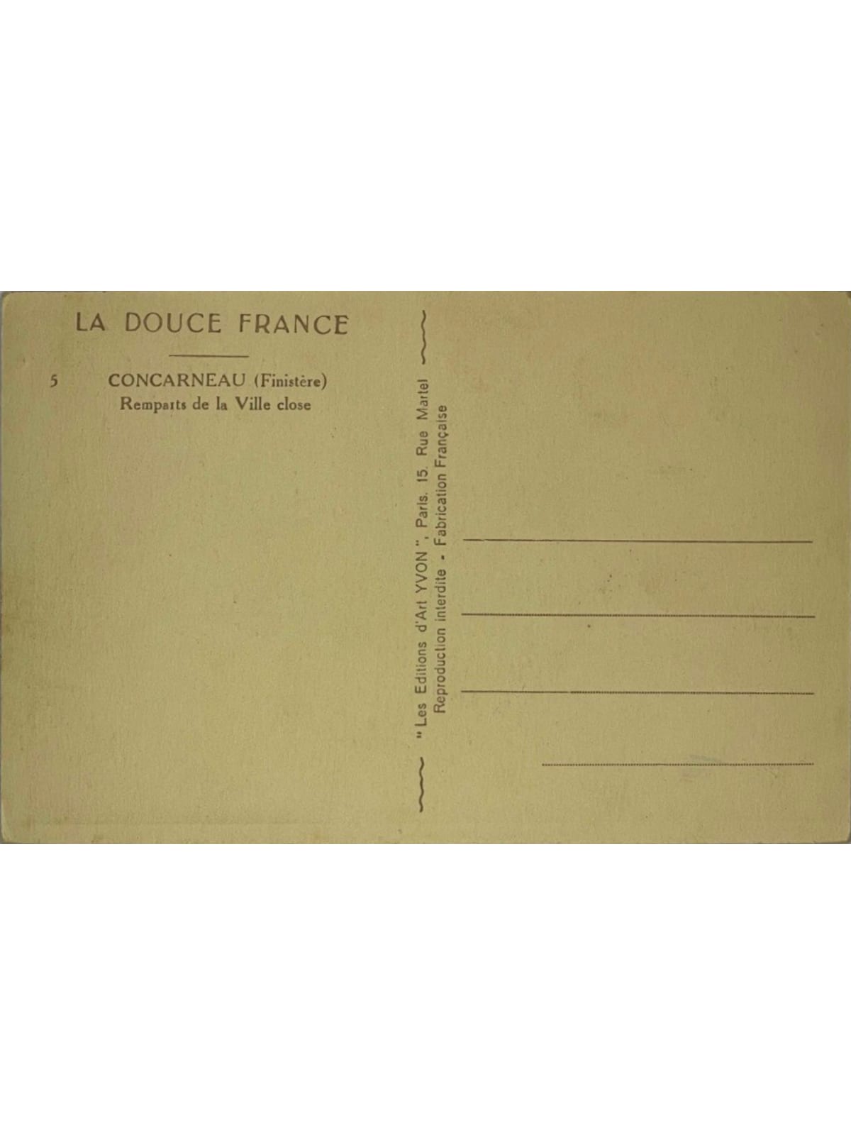 Verso de la carte postale