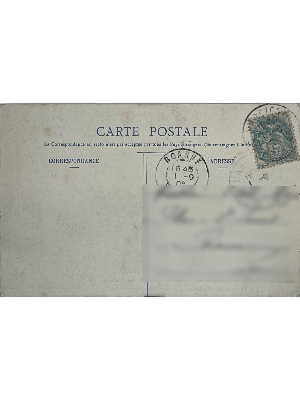 Verso de la carte postale