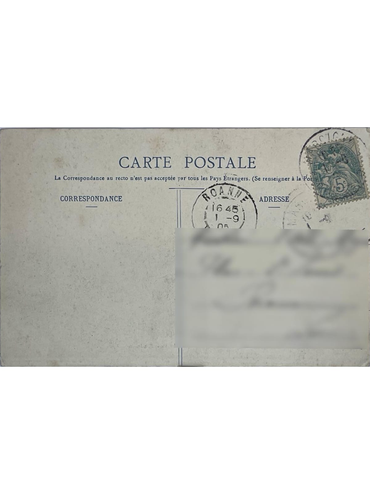 Verso de la carte postale