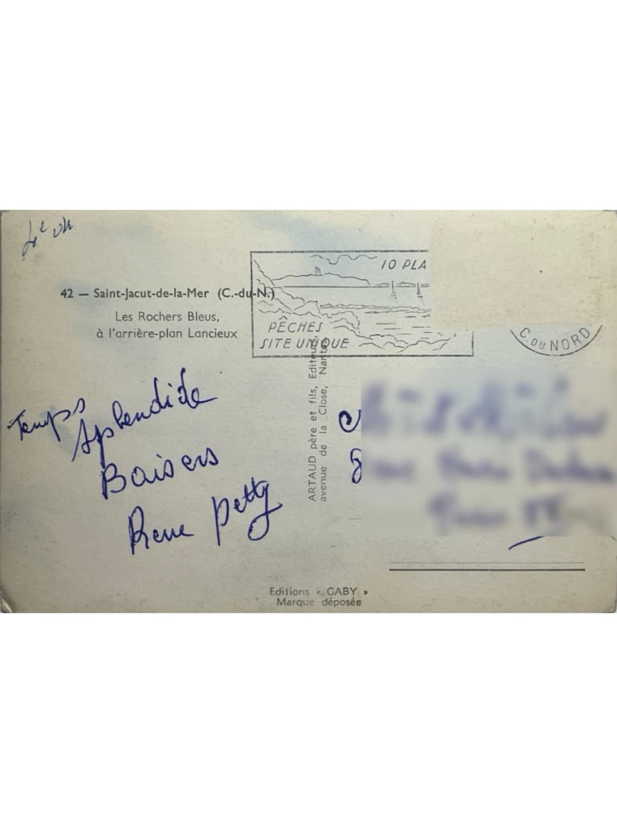 Verso de la carte postale