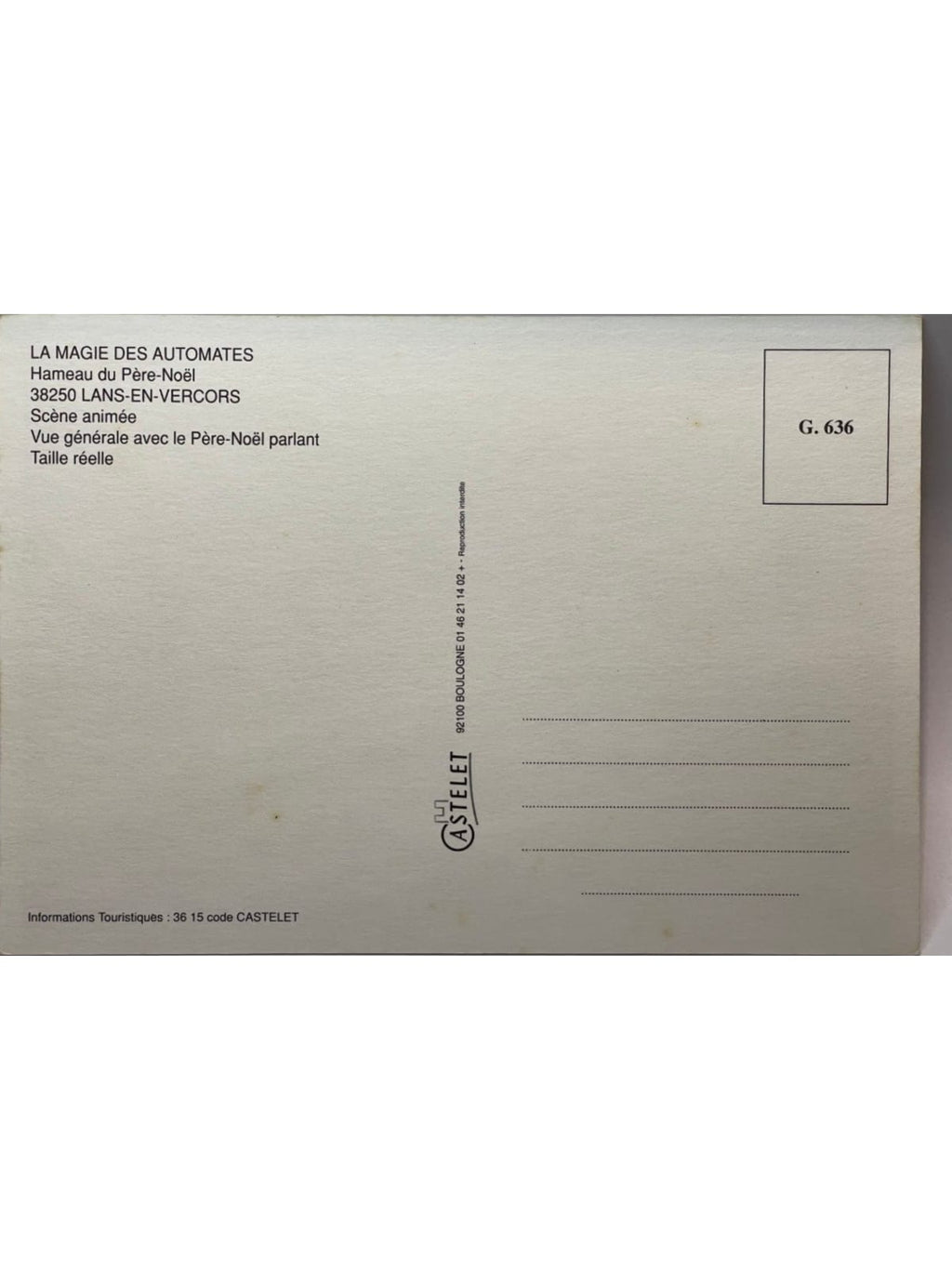 Verso de la carte postale