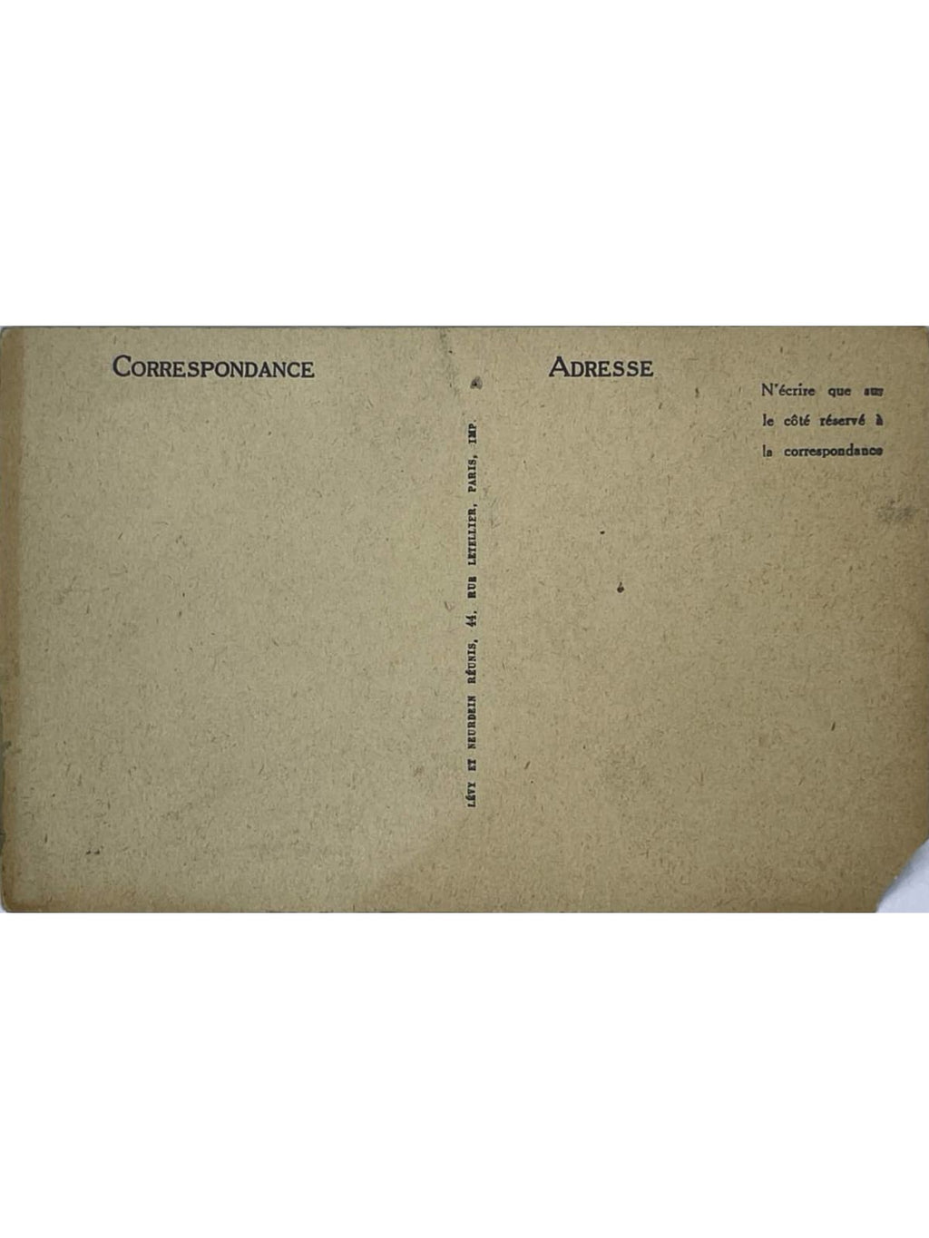 Verso de la carte postale