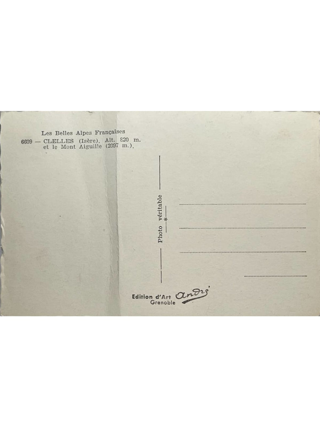 Verso de la carte postale