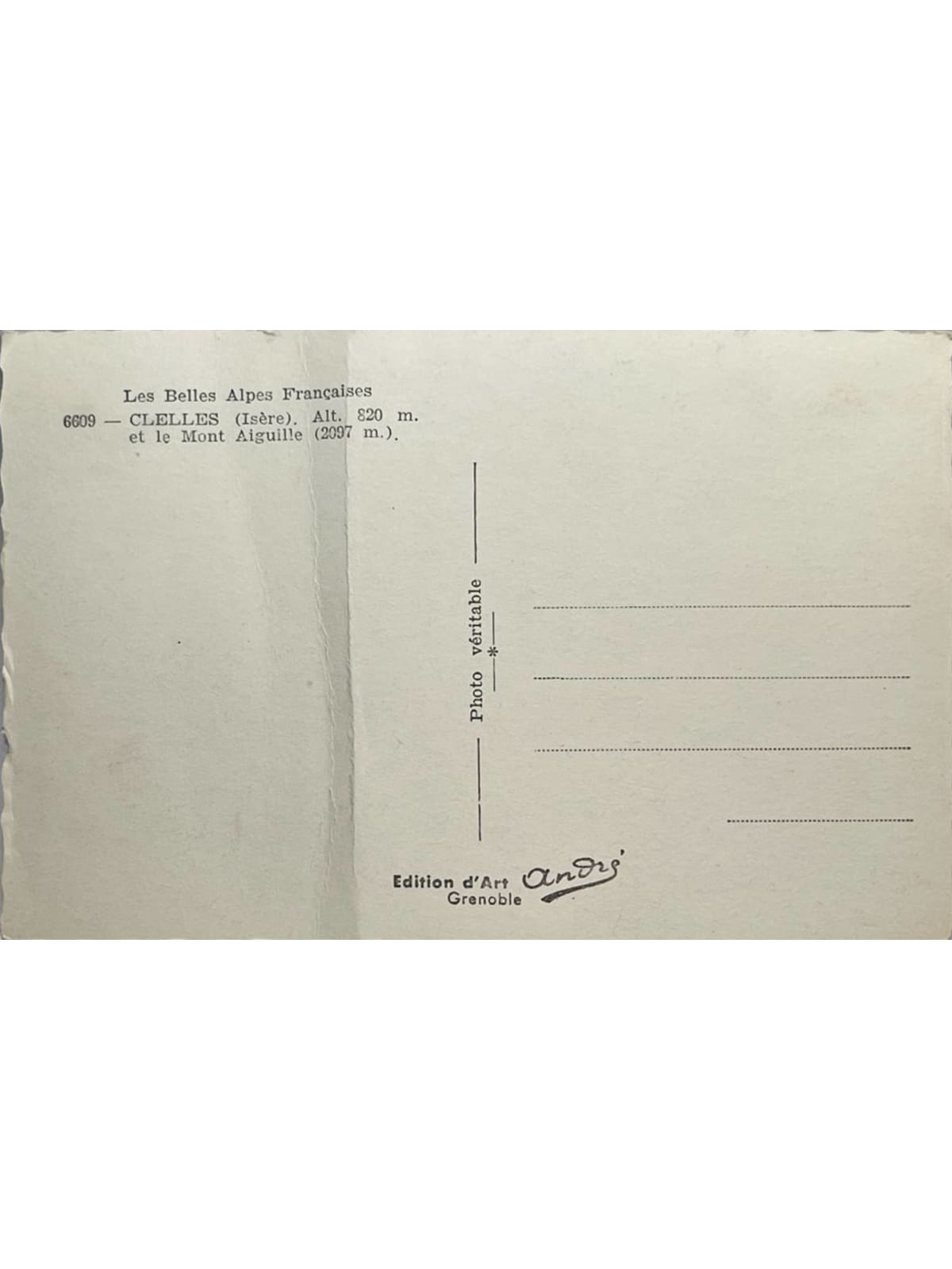 Verso de la carte postale