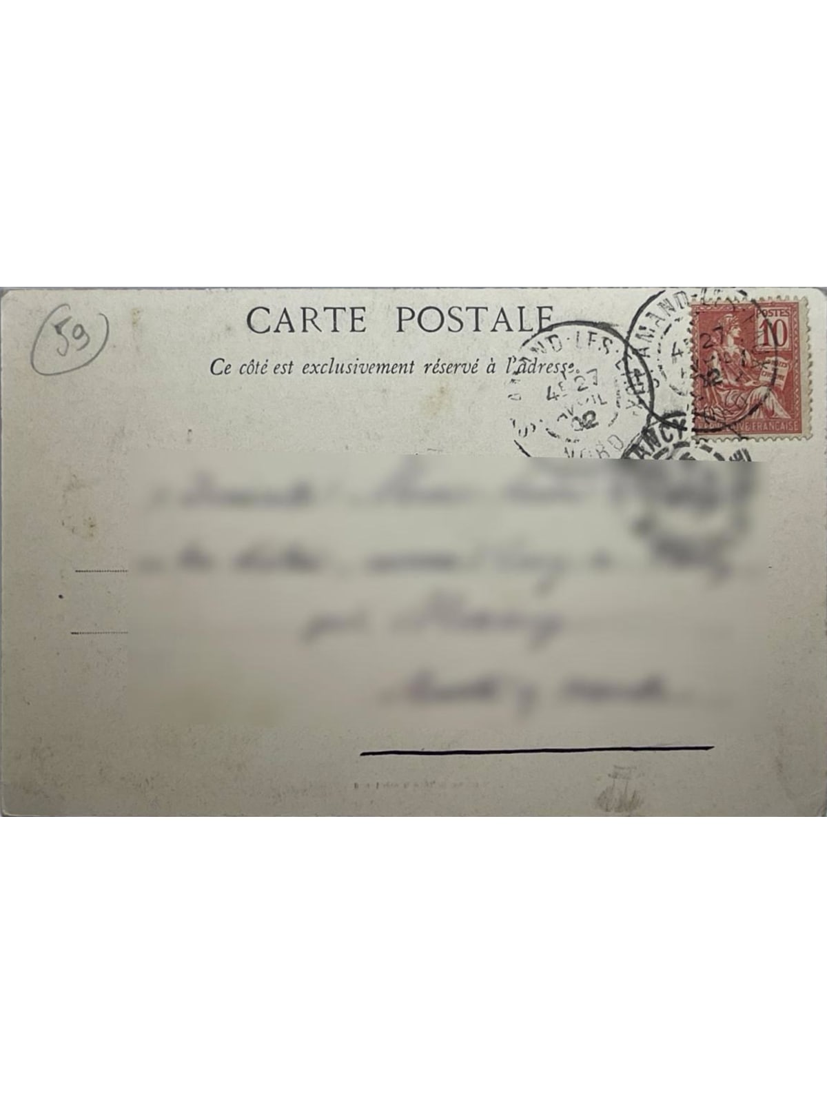 Verso de la carte postale