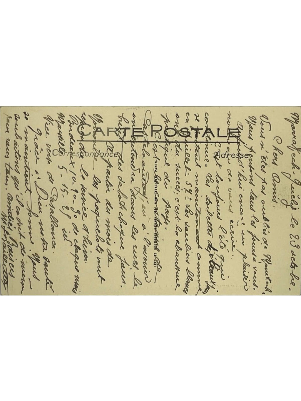 Verso de la carte postale