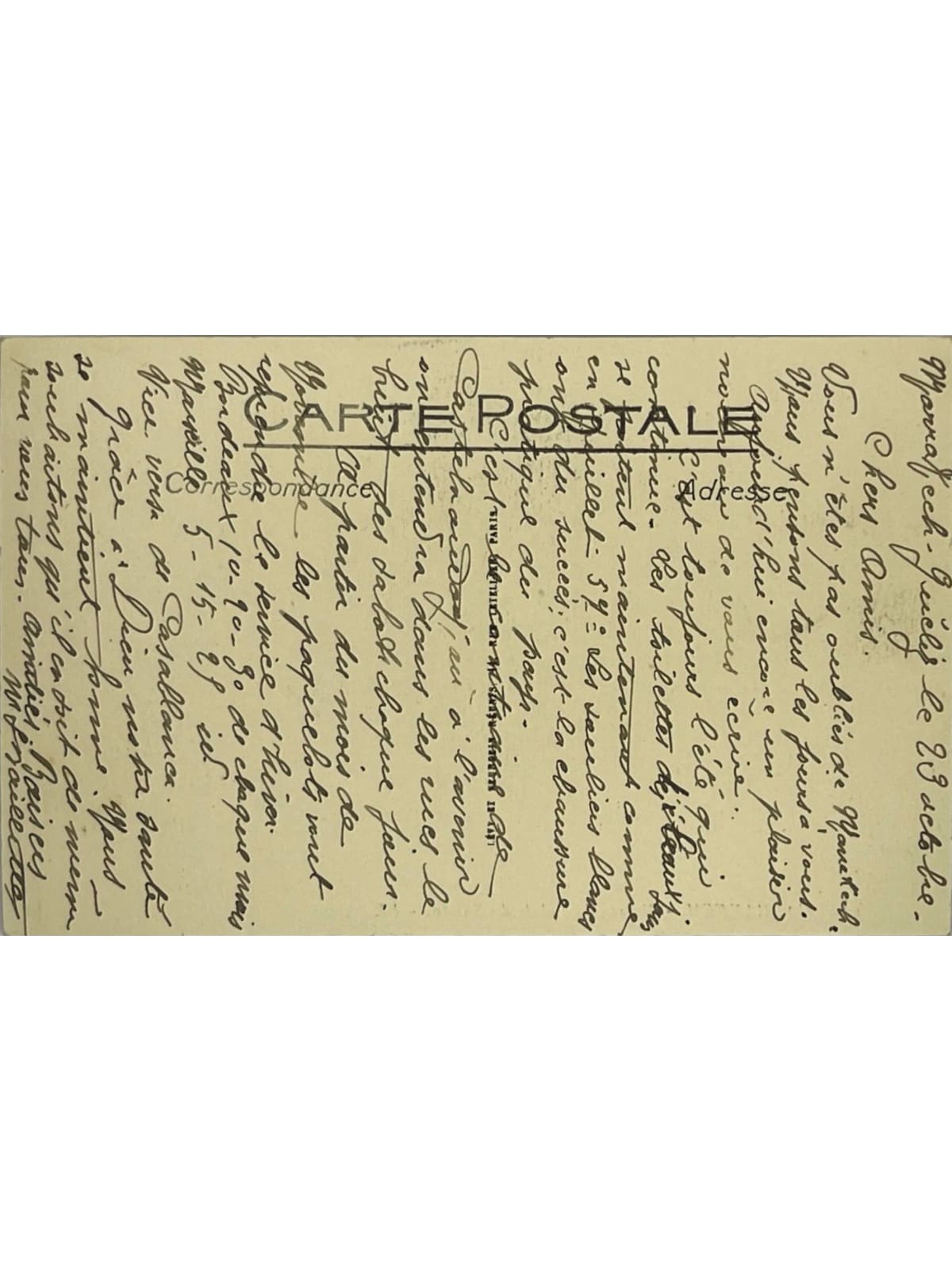 Verso de la carte postale