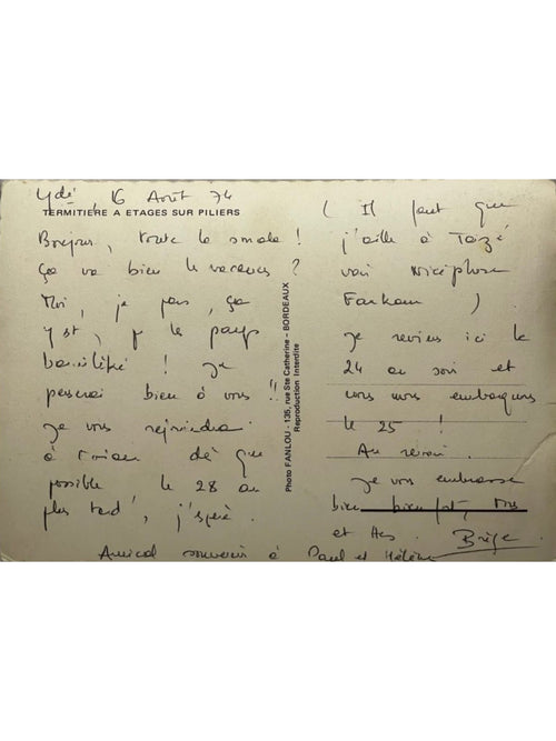 Verso de la carte postale