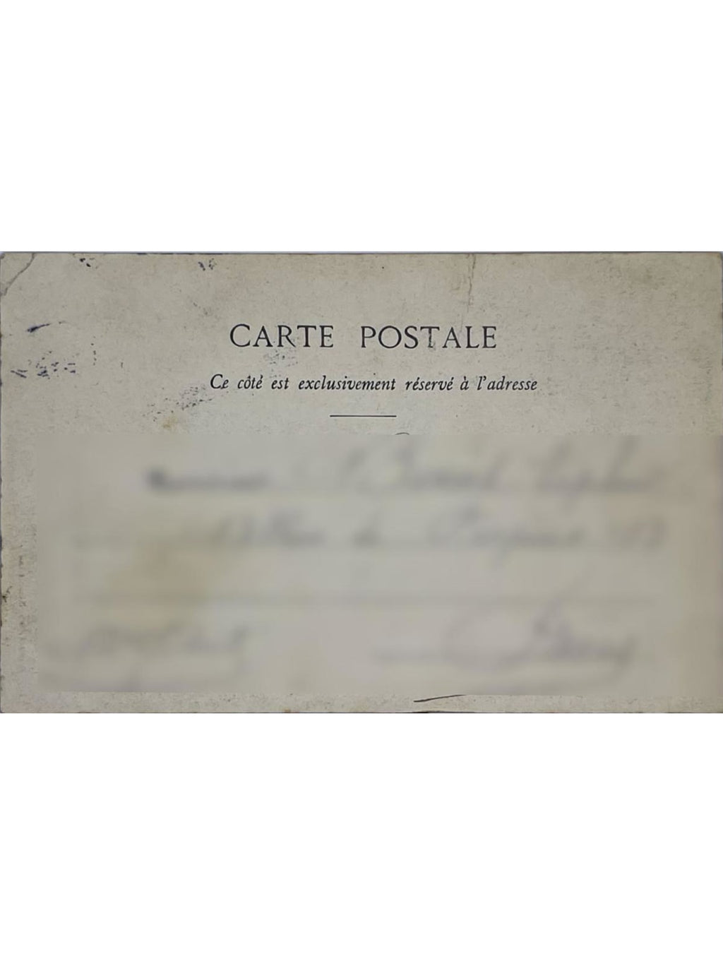 Verso de la carte postale