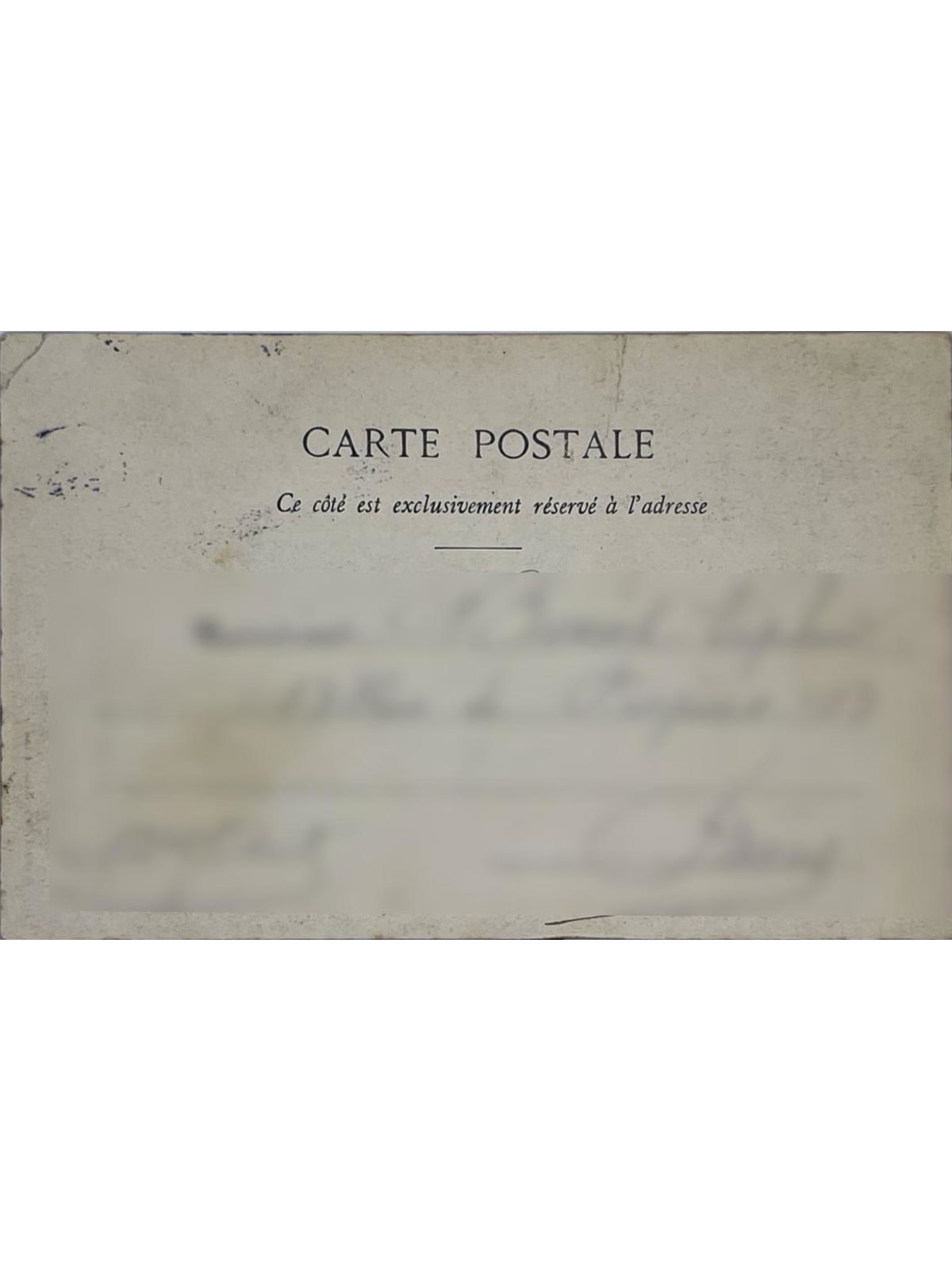 Verso de la carte postale