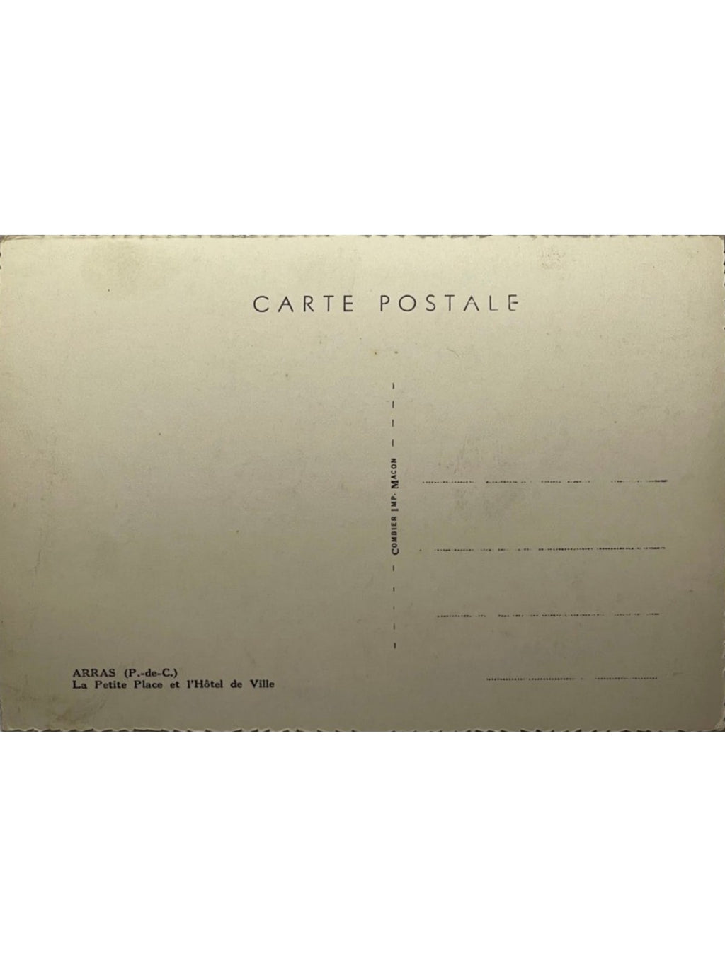 Verso de la carte postale
