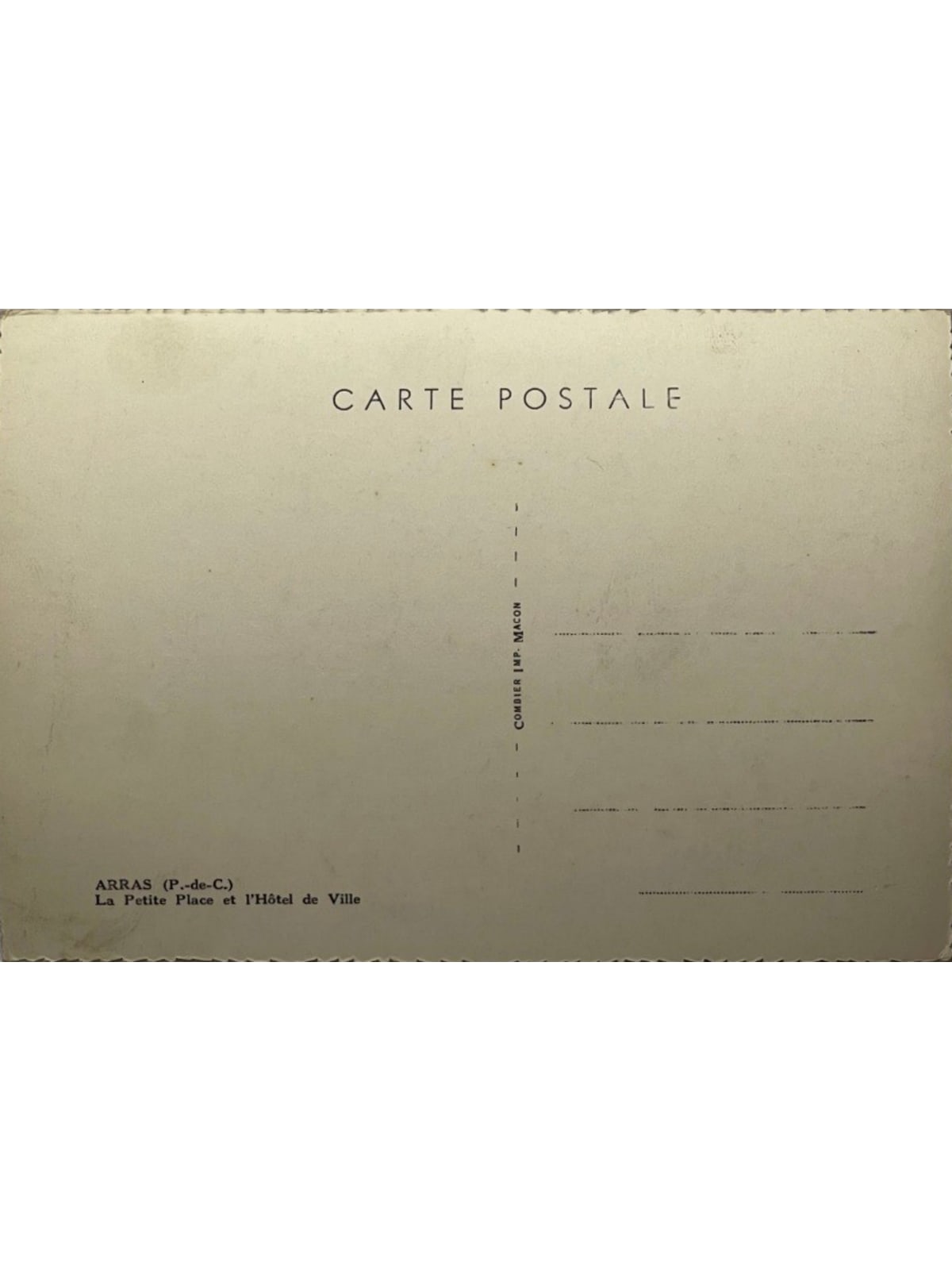 Verso de la carte postale