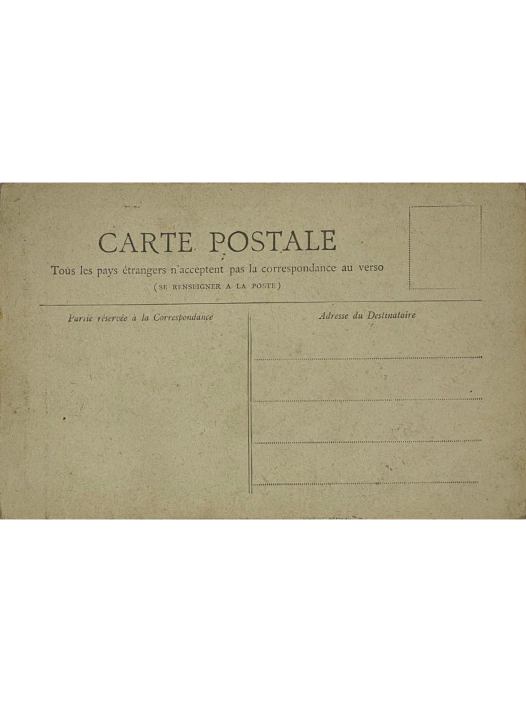 Verso de la carte postale
