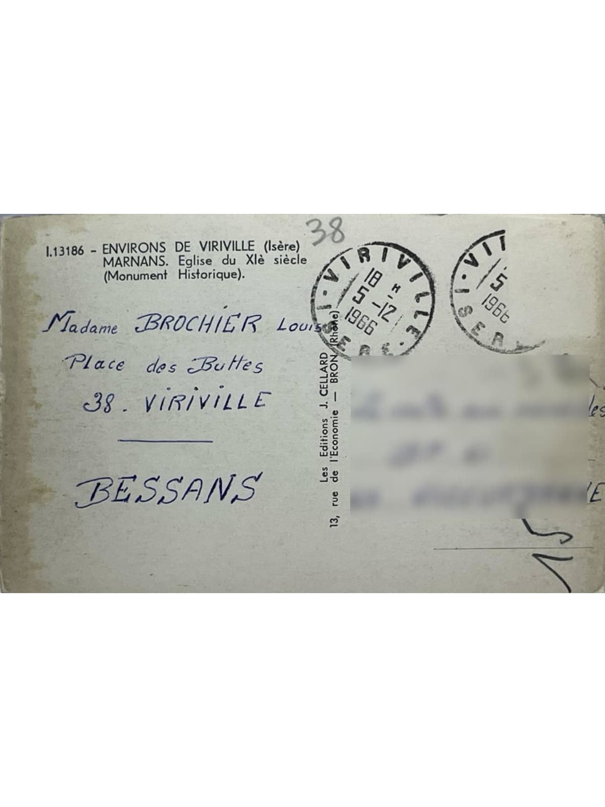 Verso de la carte postale