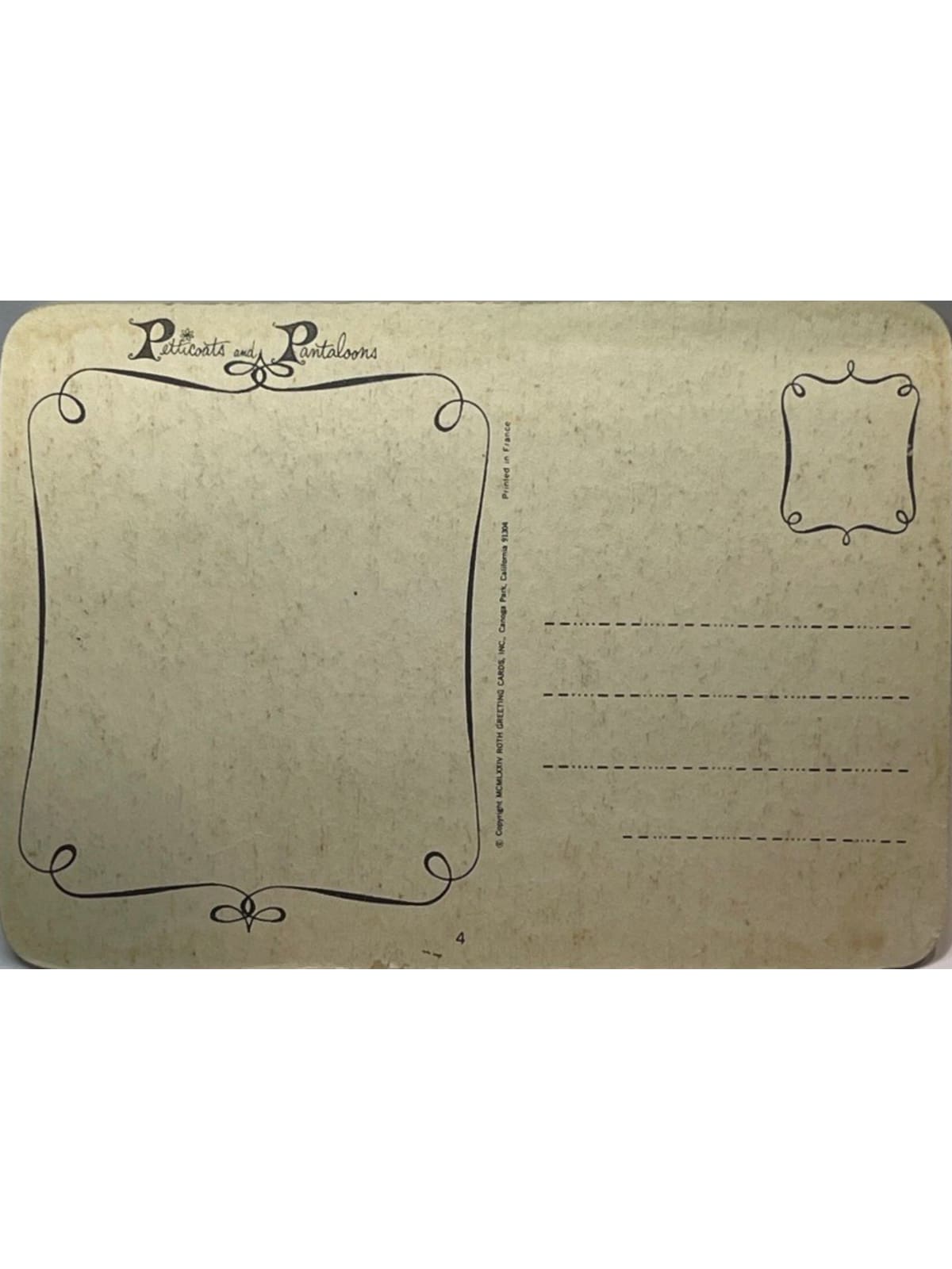 Verso de la carte postale